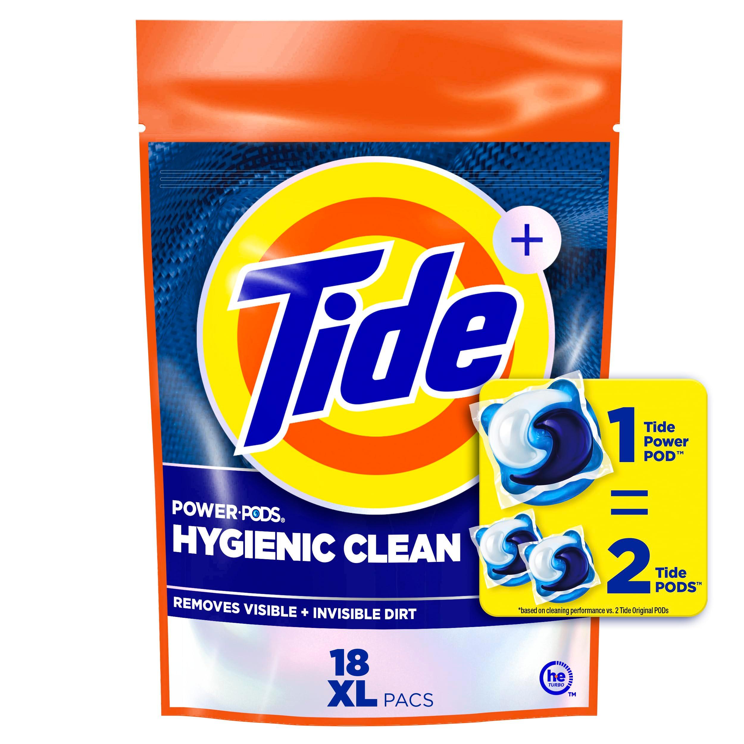 Tide Hygienic Clean Heavy 10x Duty Power PODS Laundry Detergent Pacs Original 18 count For Visible and Invisible Dirt