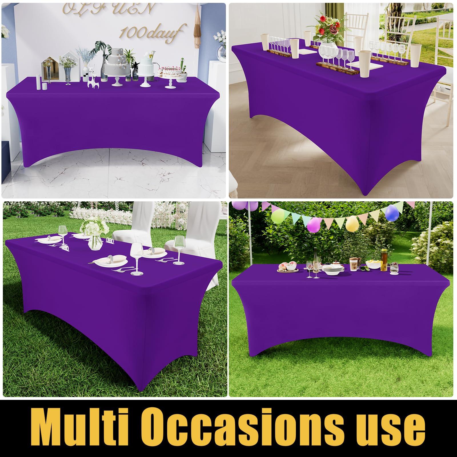 Smiry 2 Pack Spandex Table Cloth 6FT, Elastic Fitted Stretch Tablecloths for Rectangle Tables, Washable Table Cover for Outdoor, Wedding, Banquet & Parties (Purple, 72Lx30Wx30H Inch) - Image 8
