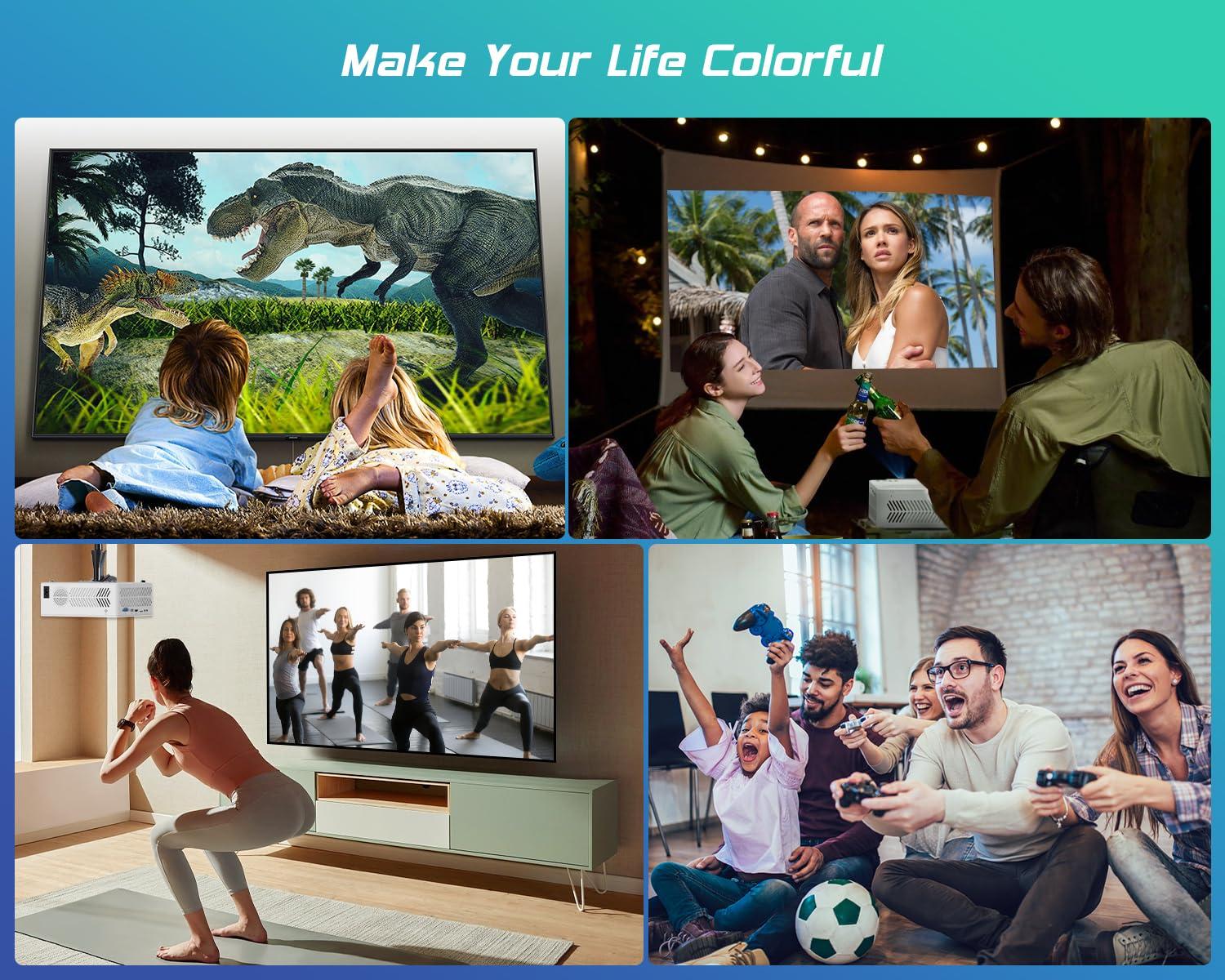 TMY Projector with WiFi and Bluetooth【100" screen included】Native 1080P Outdoor Projector, 4K Supported Portable Projector, Compatible with iOS/Android/PC/TV Stick/HDMI/USB, Indoor Outdoor Use - Image 8