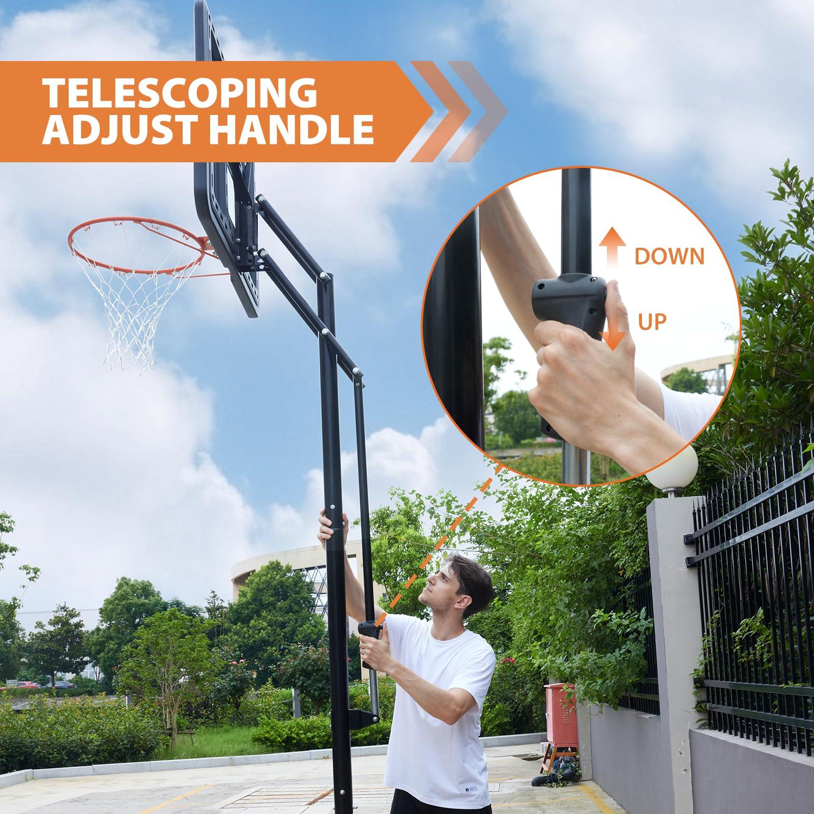 AWII SPORT Portable Basketball Hoop Outdoor, 4.8-10FT Height Adjustable Basketball Hoop Goal System with 44-48 Inch Impact Backboard and Portable Wheels for Adults - Image 6