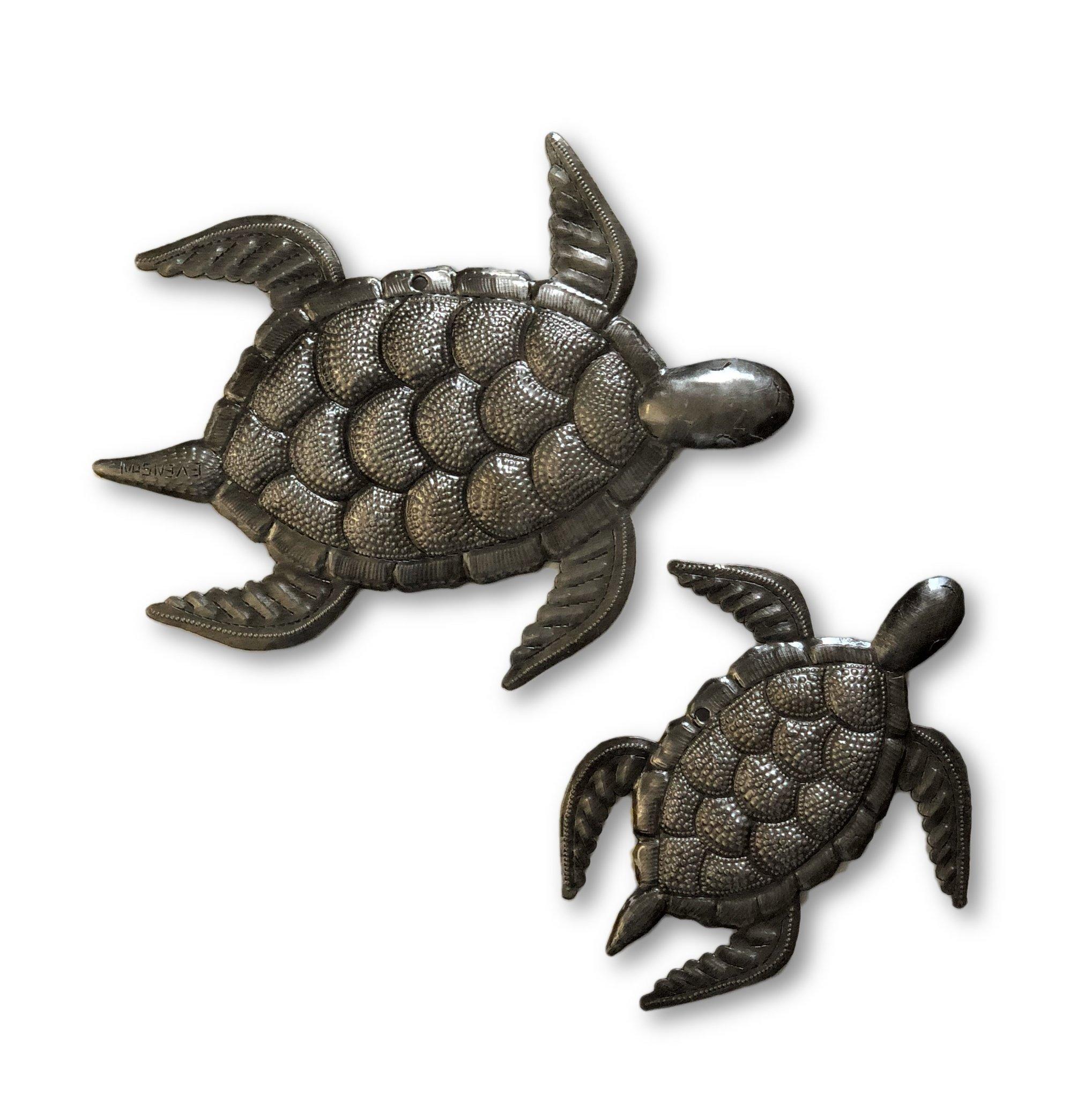 Sea Turtle Decor, Nautical Home Decor for Indoor and Outdoor, Handmade in Haiti 7.5 In. and 10 In.