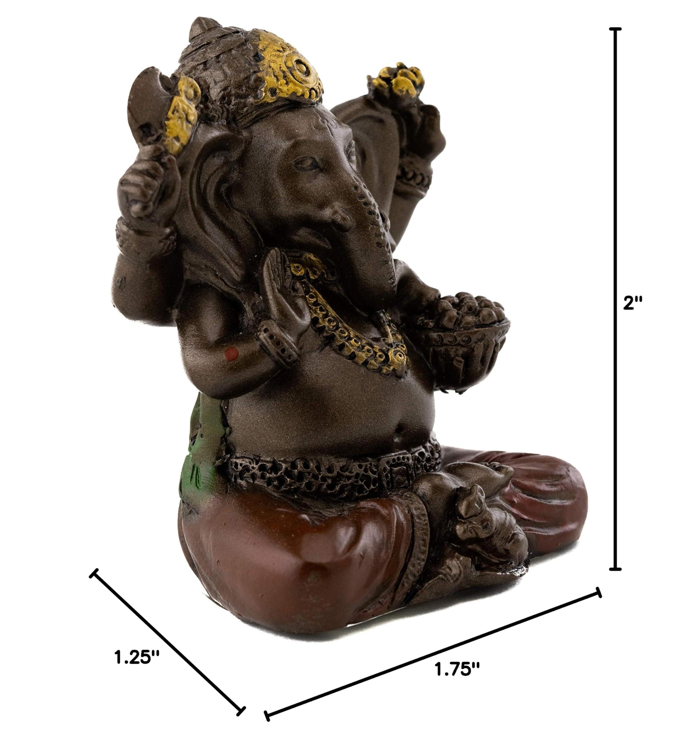 Top Collection Mini Ganesh Statue - Ganesha Lord of Success Sculpture in Premium Cold Cast Bronze with Colored Accents - 2-Inch Collectible New Age Hind God Figurine (Sm. Ganesh) - Image 2