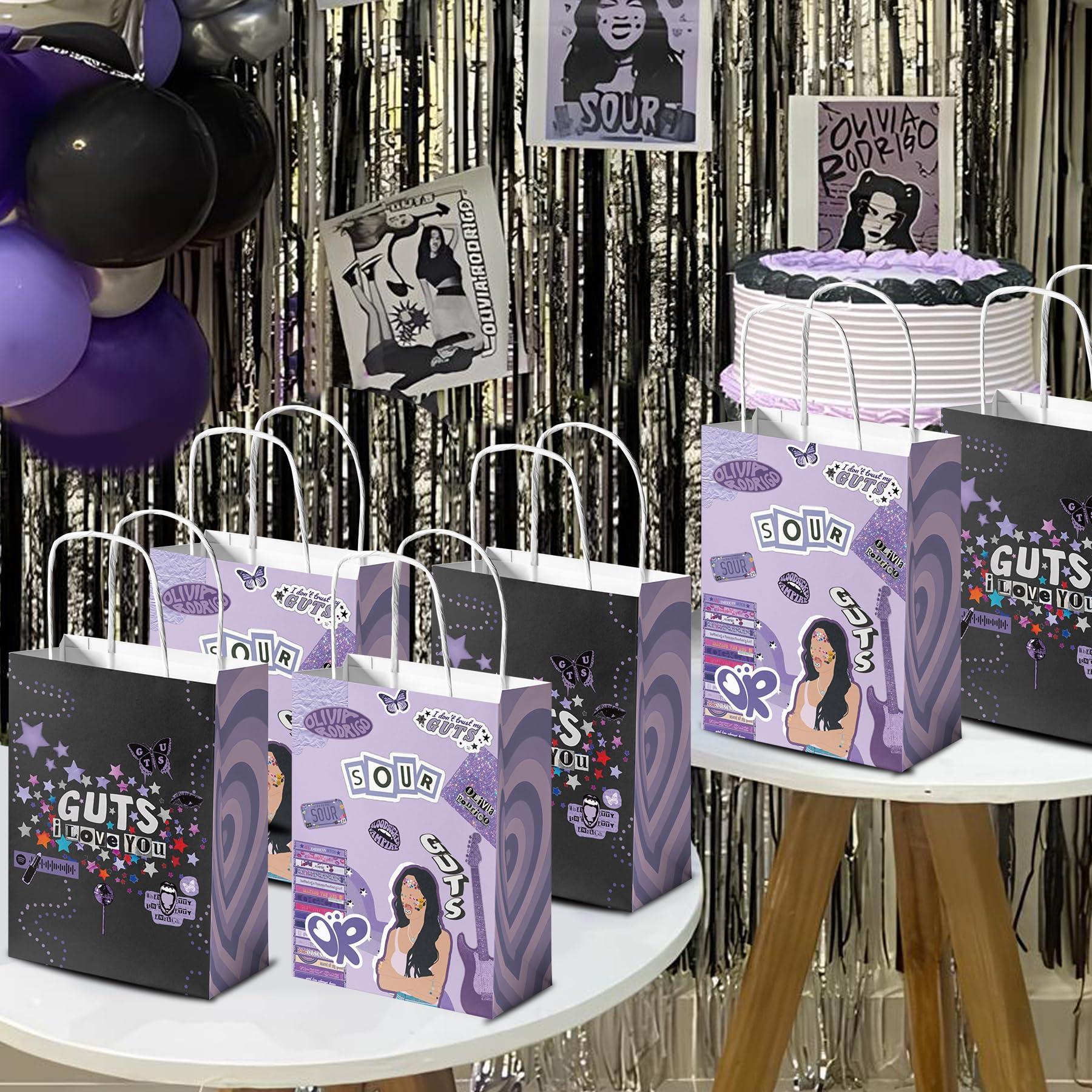 HOMEZZO 16 Pcs Purple Gift Bags, Purple Goodie Treat Bags Butterfly Party Favor Bags for Birthday Party Music Fans Gathering Purple Themed Party - Image 2