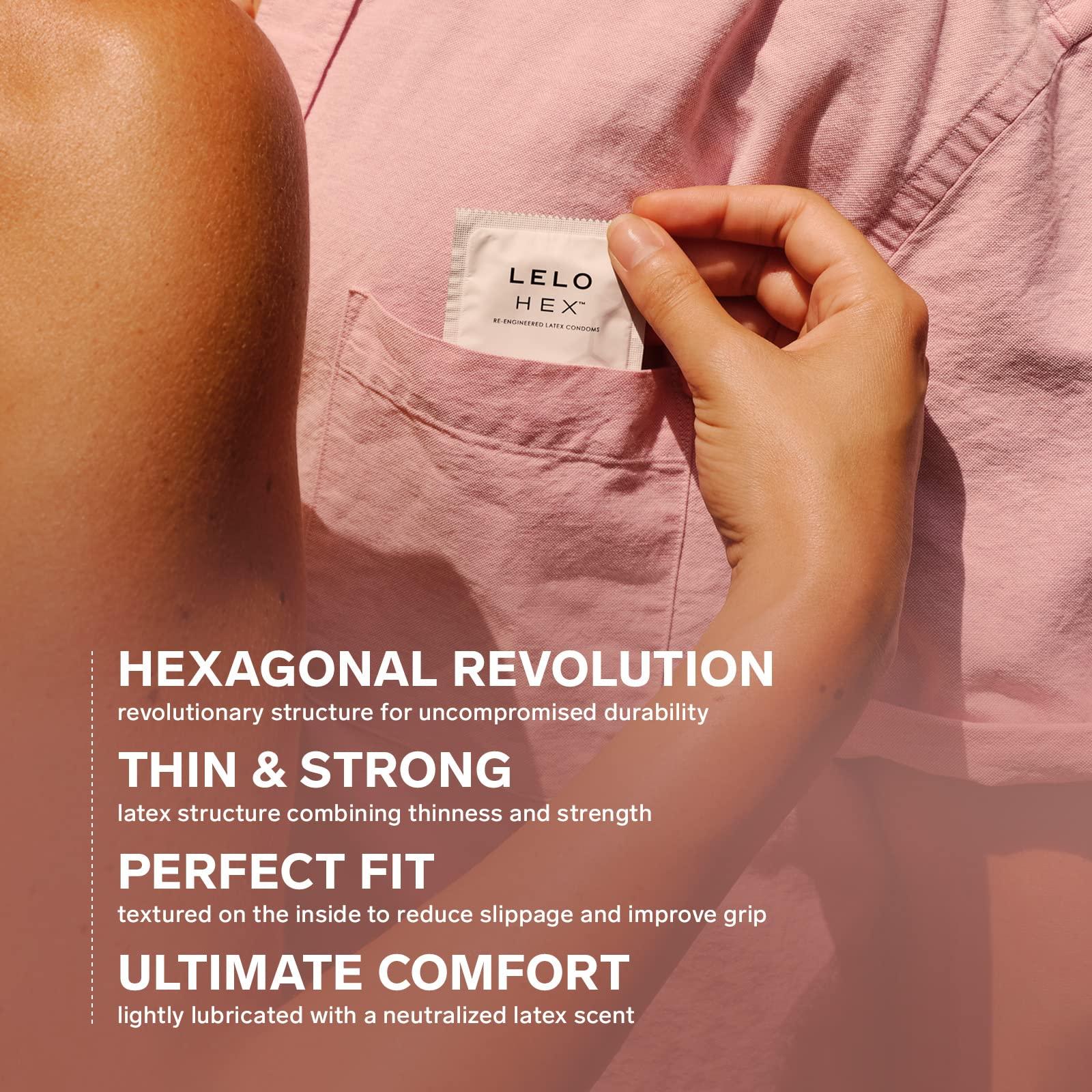 LELO HEX Original Ultra Thin Condoms with Increased Strength, Male Condom, Lubricated Condoms for Men, 2.12-Inch/54 mm Diameter (36 Pack) - Image 3