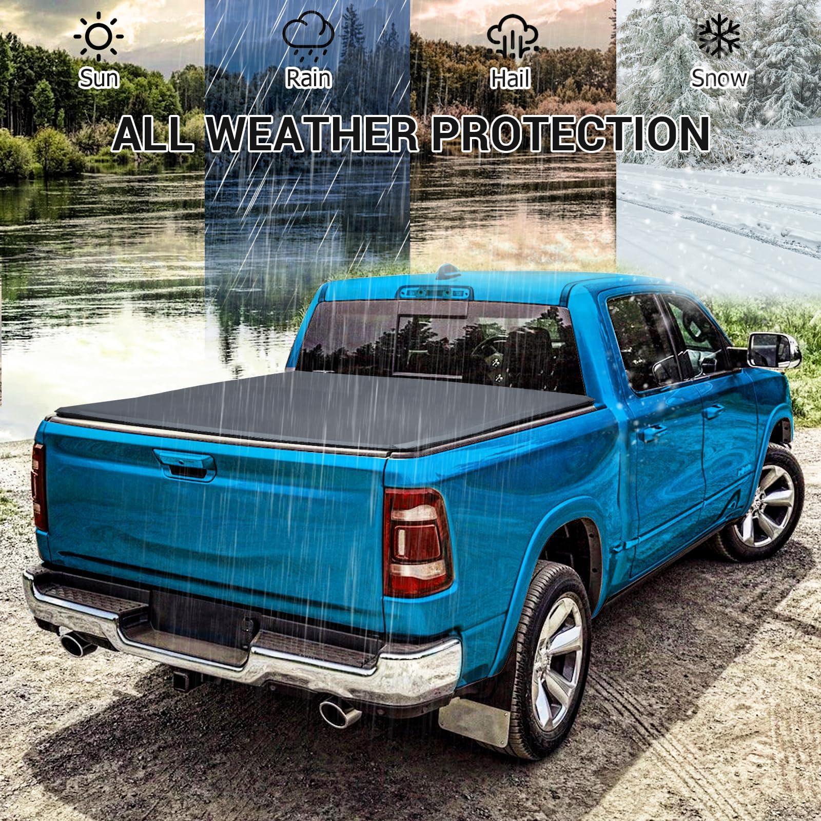 Soft Trifold Bed Cover Compatible with Maverick 2022-2024,4.6ft Truck Tonneau Covers for 2020 2023 2024 Maverick,Pickup Truck Bed Cover for Protect Truck Bed - Image 5