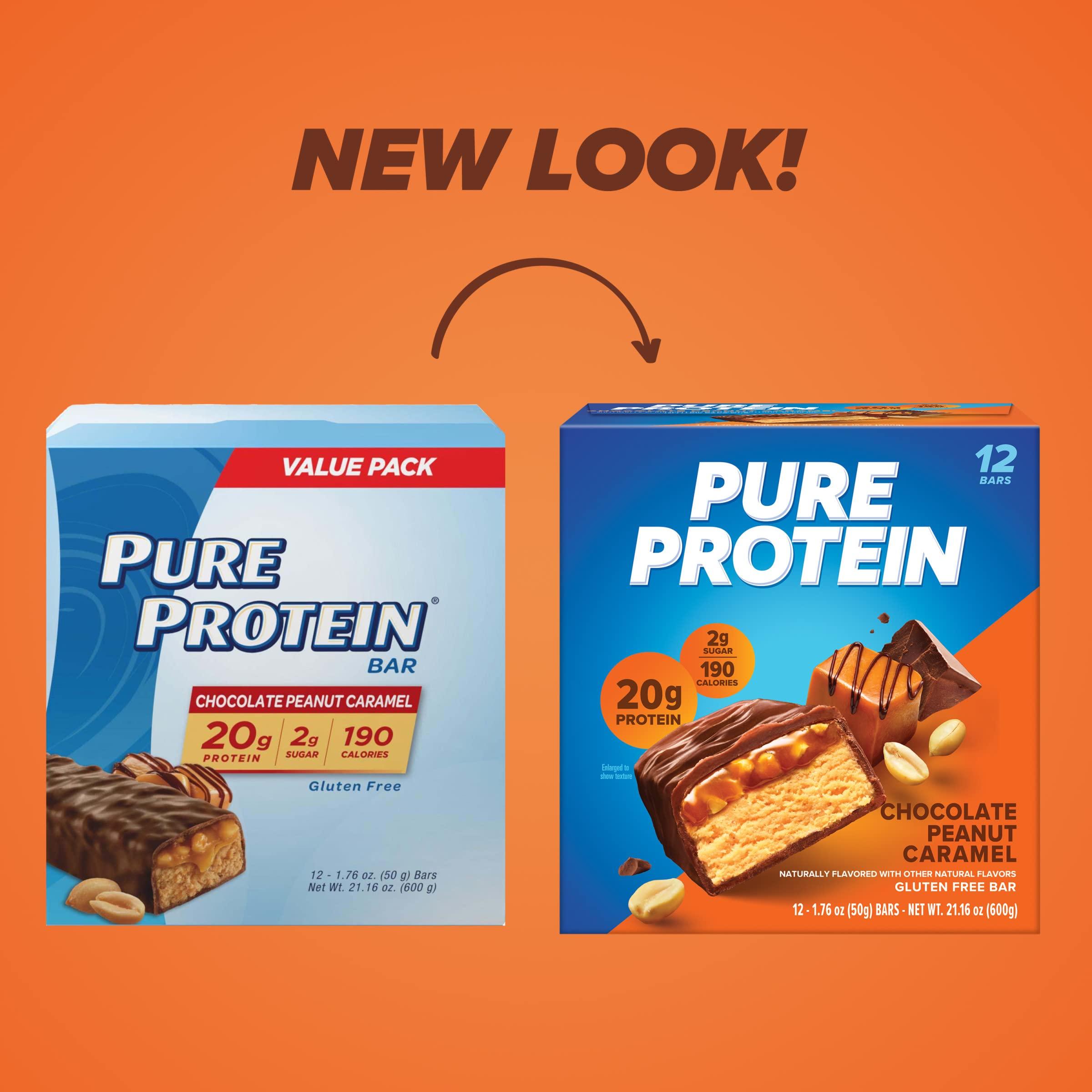 Pure Protein Bars, High Protein, Nutritious Snacks to Support Energy, Low Sugar, Gluten Free, Chocolate Peanut Caramel, 1.76oz, 12 Count (Pack of 1) (Packaging May Vary) - Image 2