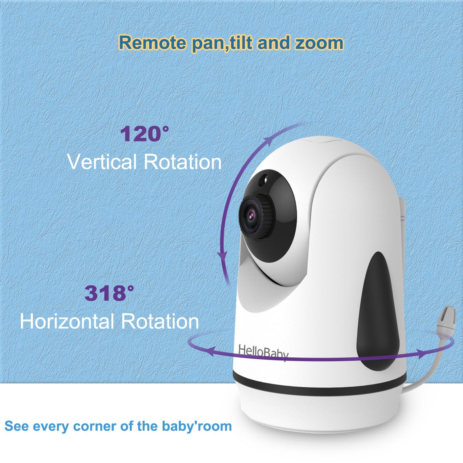 HelloBaby Video Baby Monitor with 2 Cameras and 5 Inch Split Screen Display, Remote Control Cameras with Night Vision and Temprature Monitoring - Image 6