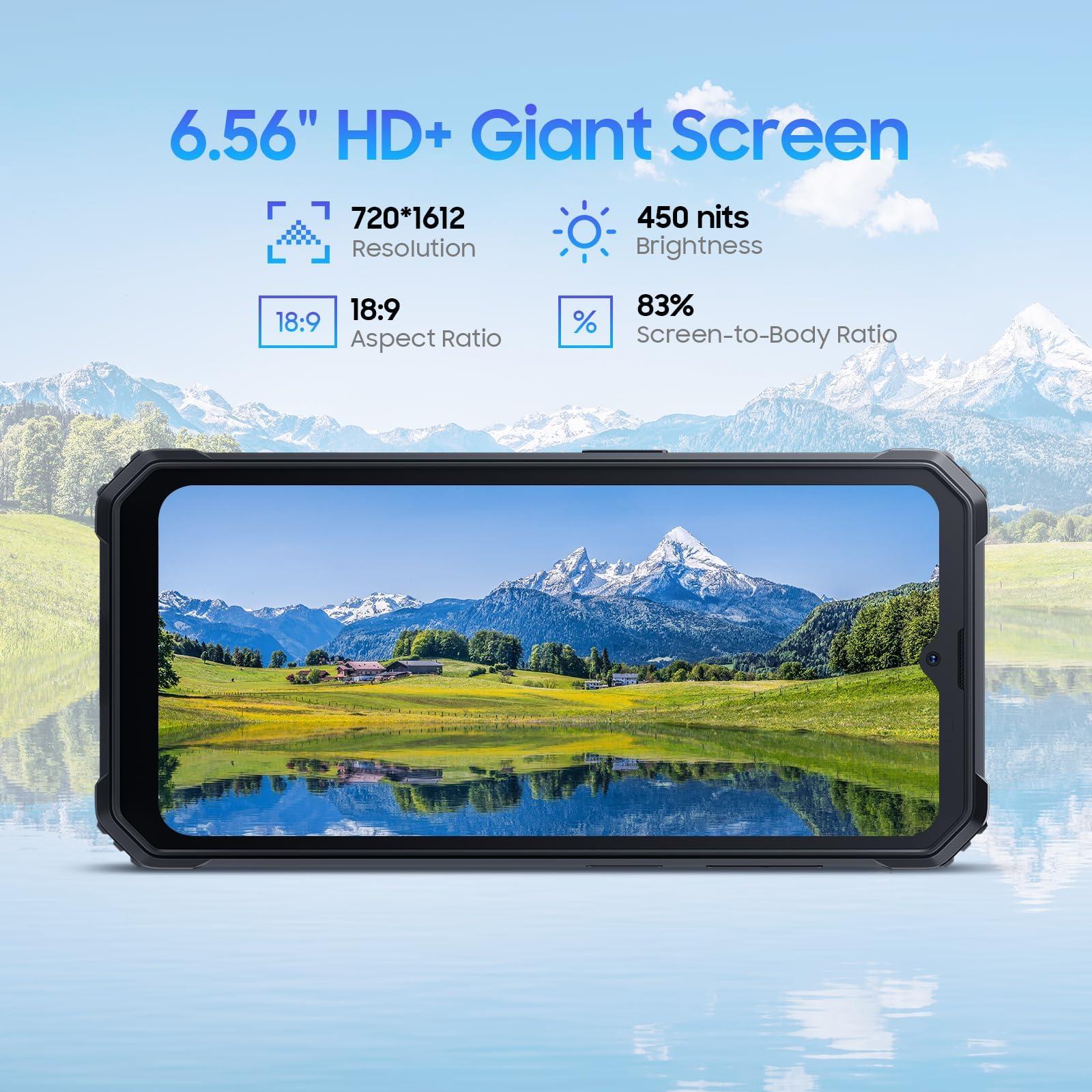 Blackview Phone BV4800, Android 13 4GB+32GB 2TB Expand Rugged Smartphone, 6.56" Incell Screen 5180mAh Rugged Phone, 4G T-Mobile Dual SIM Rugged Smartphone Unlocked, IP69K, 3 Card Slots/Face ID-Black - Image 4