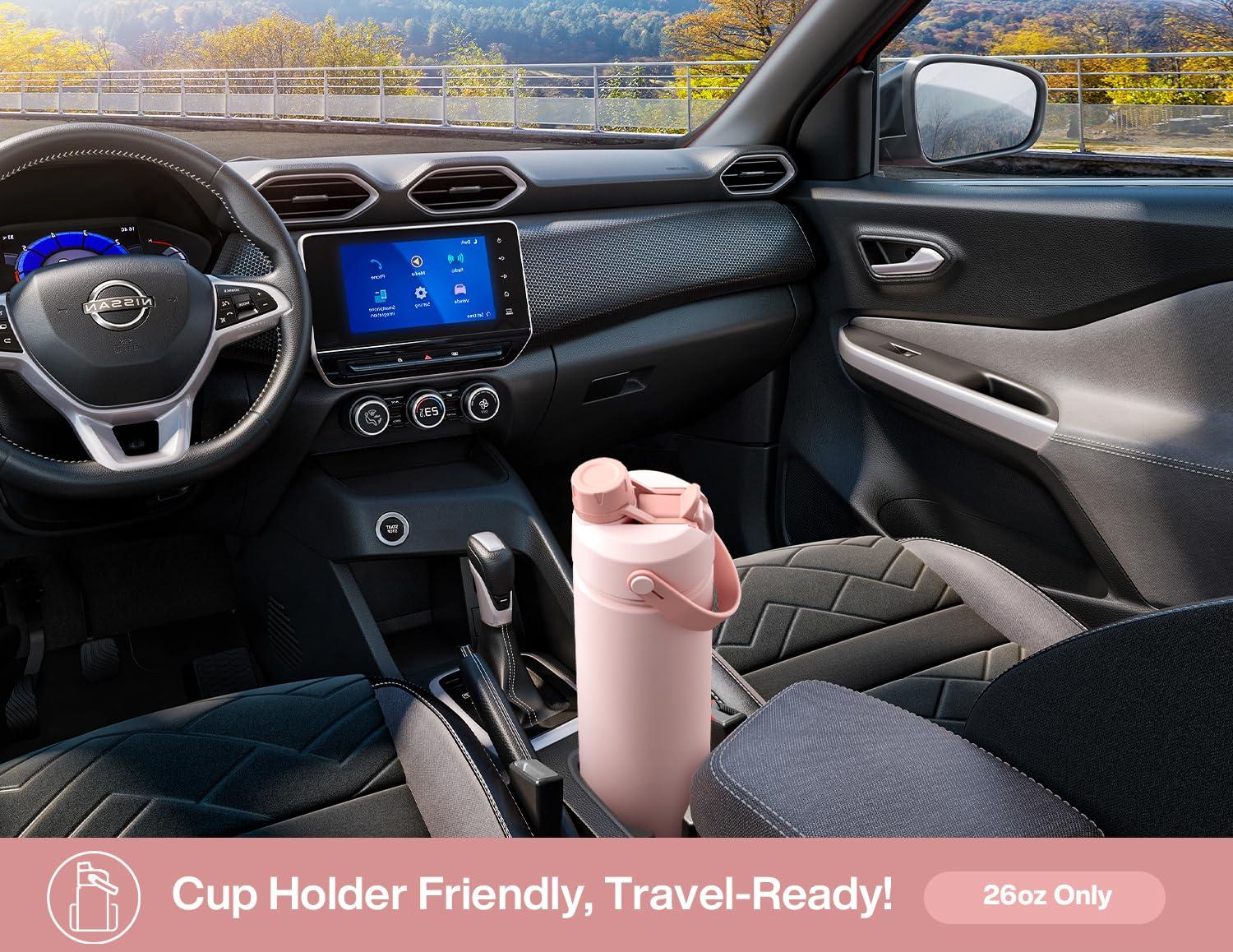 POWCAN 26 oz Insulated Water Bottle with 2-in-1 Straw and Spout Lid, Keep Cold 24H, Leak-Proof, Fits in Car Cup Holder, Stainless Steel Water Bottle for Sports, Travel, and School (Cotton Candy) - Image 6