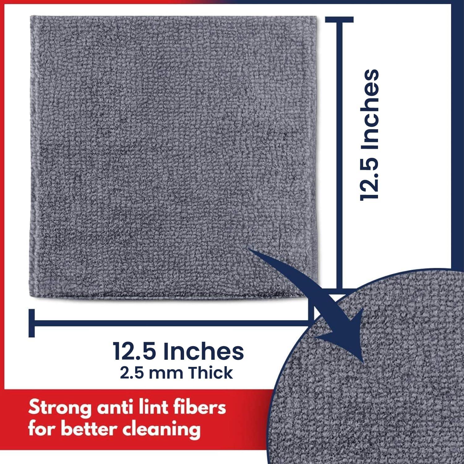 USANOOKS Microfiber Cleaning Cloth Grey - 12 Pcs (12.5"x12.5") - High Performance - 1200 Washes, Ultra Absorbent Microfiber Towel Weave Grime & Liquid for Streak-Free Mirror Shine - Car Washing Cloth - Image 2