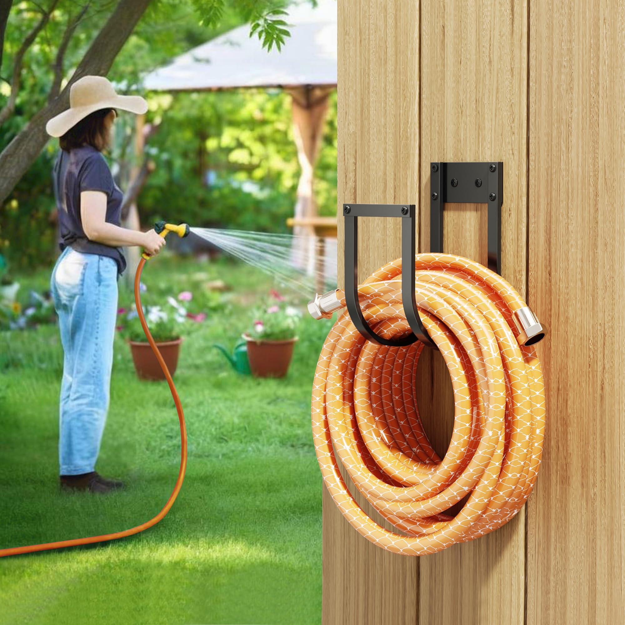 Garden Hose Holder Wall Mount - Metal Water Hose Hanger for Outside, Durable Hook for Garden, Garage, or Yard Storage - Image 2