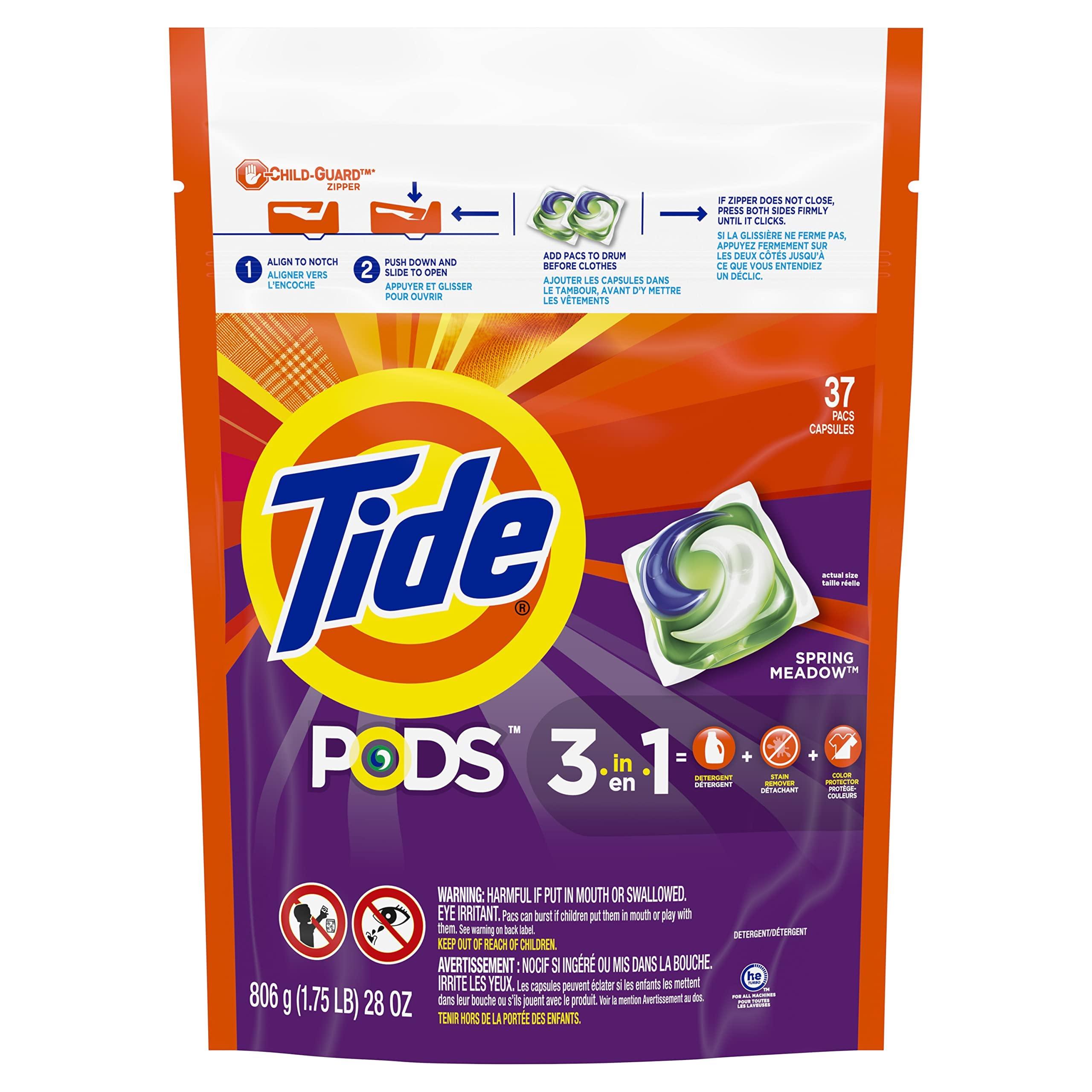 Tide PODS Laundry Detergent Soap Pods, Spring Meadow, 37 Count (Pack of 3 Bag Value Pack), Total 111 Count, HE Compatible - Image 2