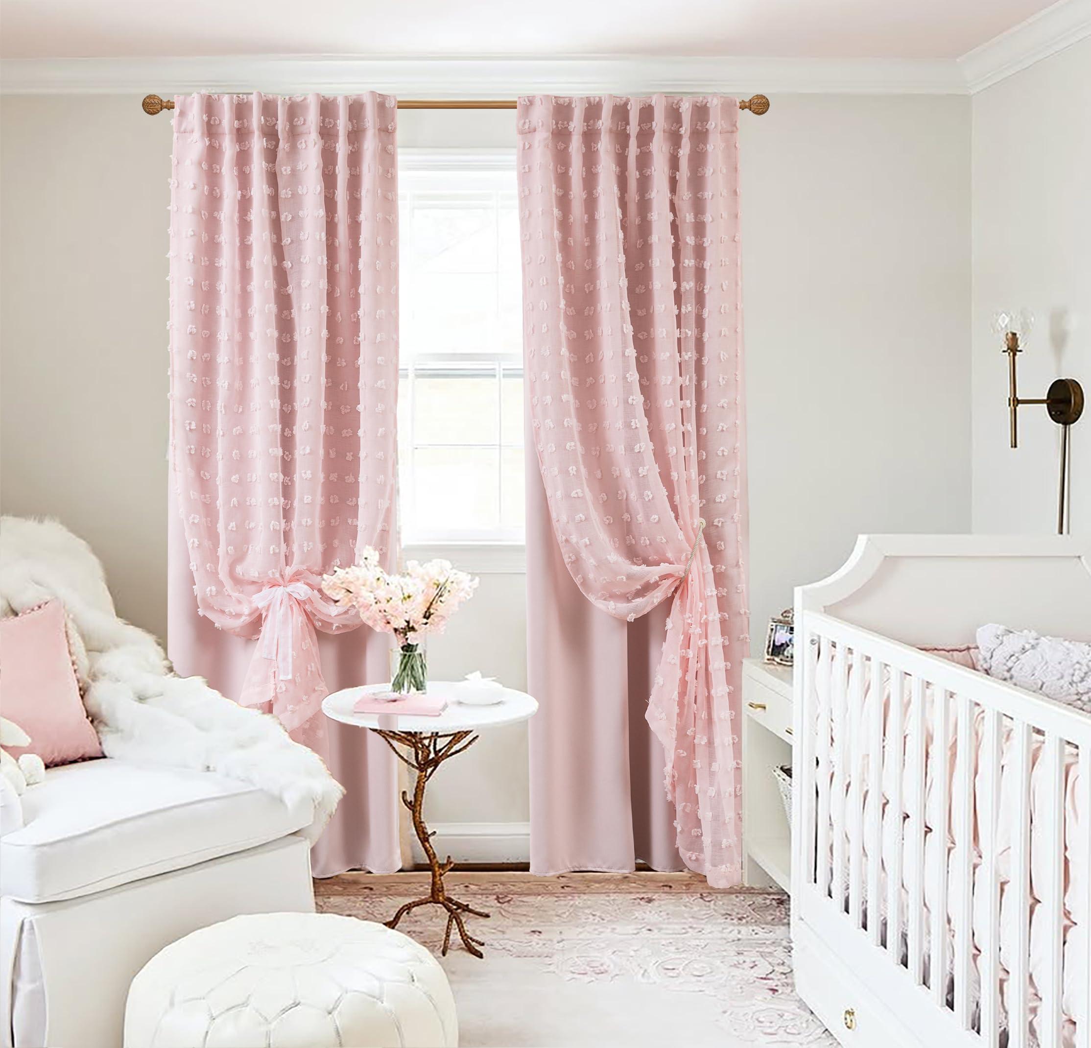 Cottage Core Whimsical Curtains,Pink Fairy Blackout Cottagecore Fancy Curtains for Living Room Bedroom 96 Inches Long - Image 3