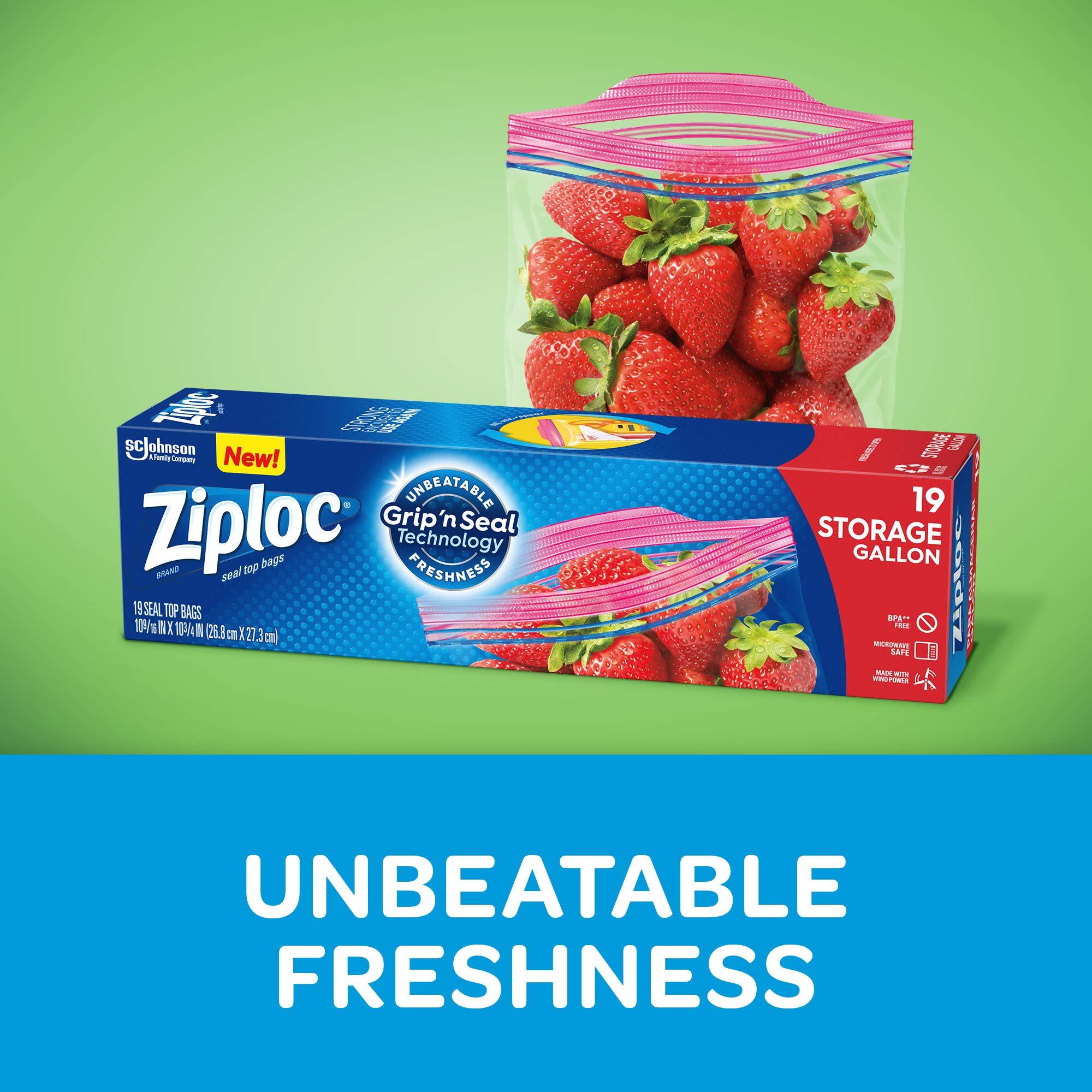 Ziploc Storage Bags with New Grip 'n Seal Technology, For Food, Sandwich, Organization and More, Gallon, 19 Count - Image 10