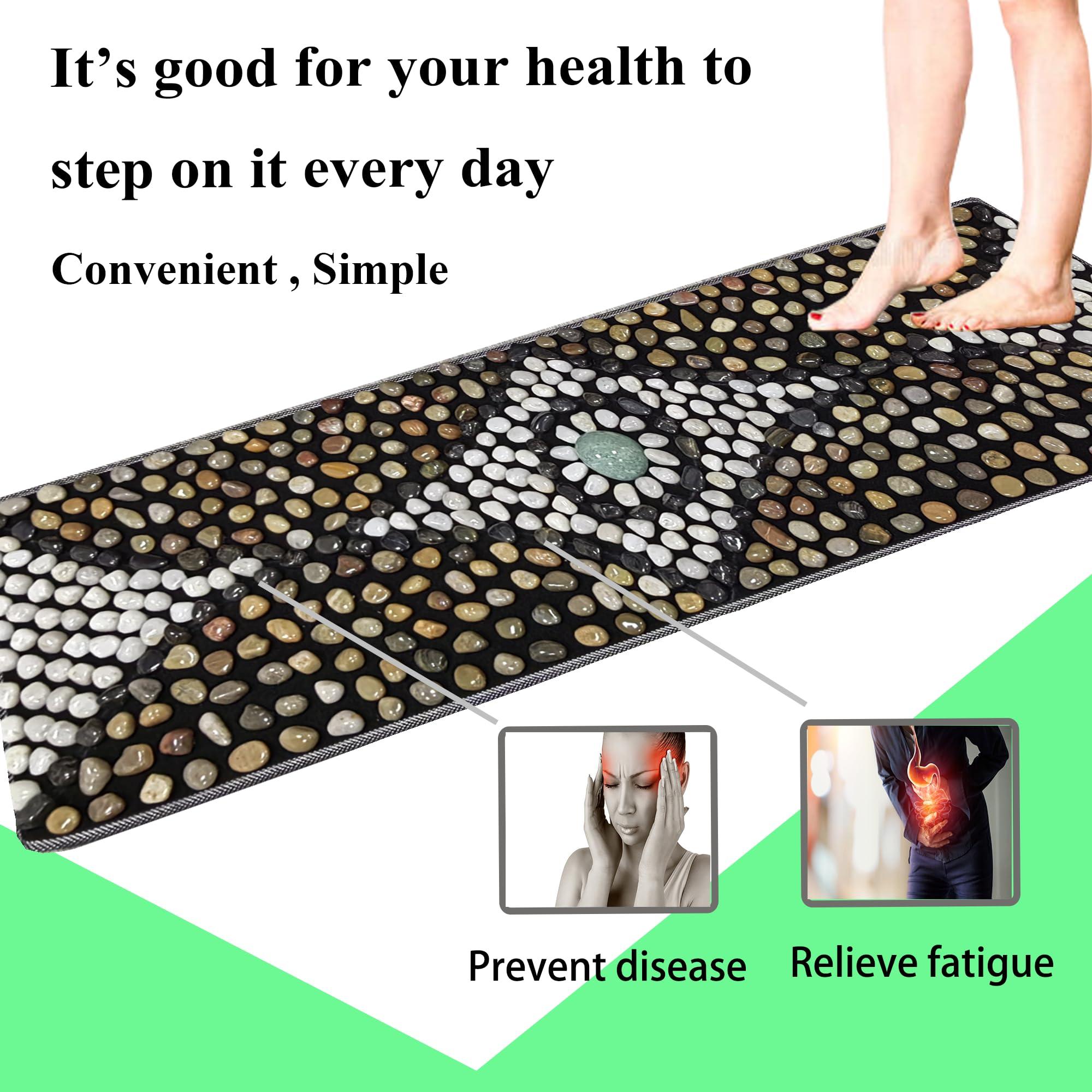 Generic Pebbles Cobblestone Foot Massage Mat for Reflexology Massage,Acupressure Relieve,Stimulates Blood Circulation for Pain Relief, 15.75*59.06in, Black - Image 4