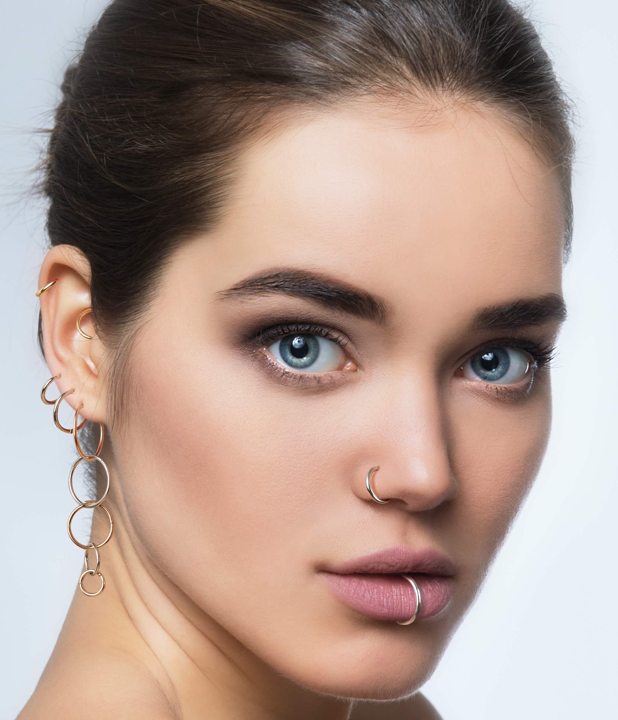 365 Sleepers Titanium Implant Grade Nose Rings 20G 18G 16G 14G 12G 10G 8G 6G Septum Jewelry Hinged Segment Ring Body Piercing Hoop Lip Rings Helix Cartilage Rook Earrings Nickel Free Hypoallergenic - Image 5