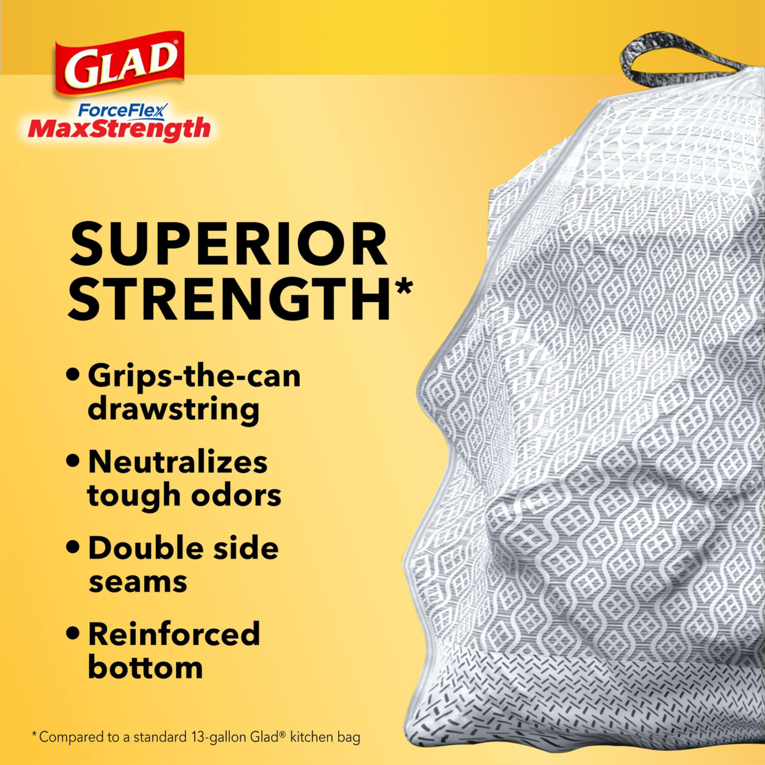 Glad ForceFlex MaxStrength with Clorox Trash Bags, 13 Gal, Lemon Fresh Bleach, 90 Ct, Pack May Vary - Image 5