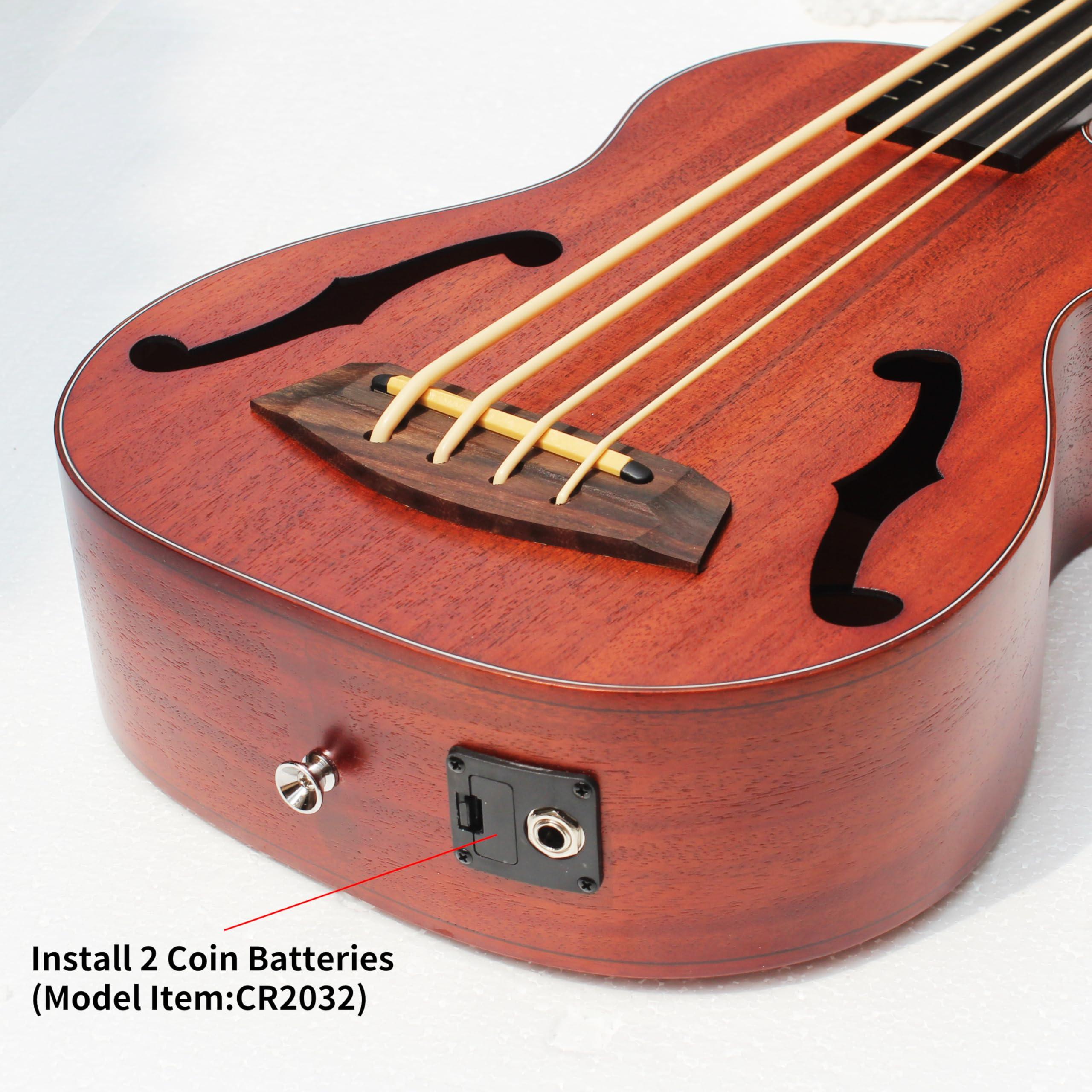Batking Ubass Electric Ukulele Bass, 30 inch Baritone Bass Ukelele Fretless, Electric Acoustic Bass Uku Wtih Gig Bag (Machine Head Upgraded, Fretless Ubass) - Image 6