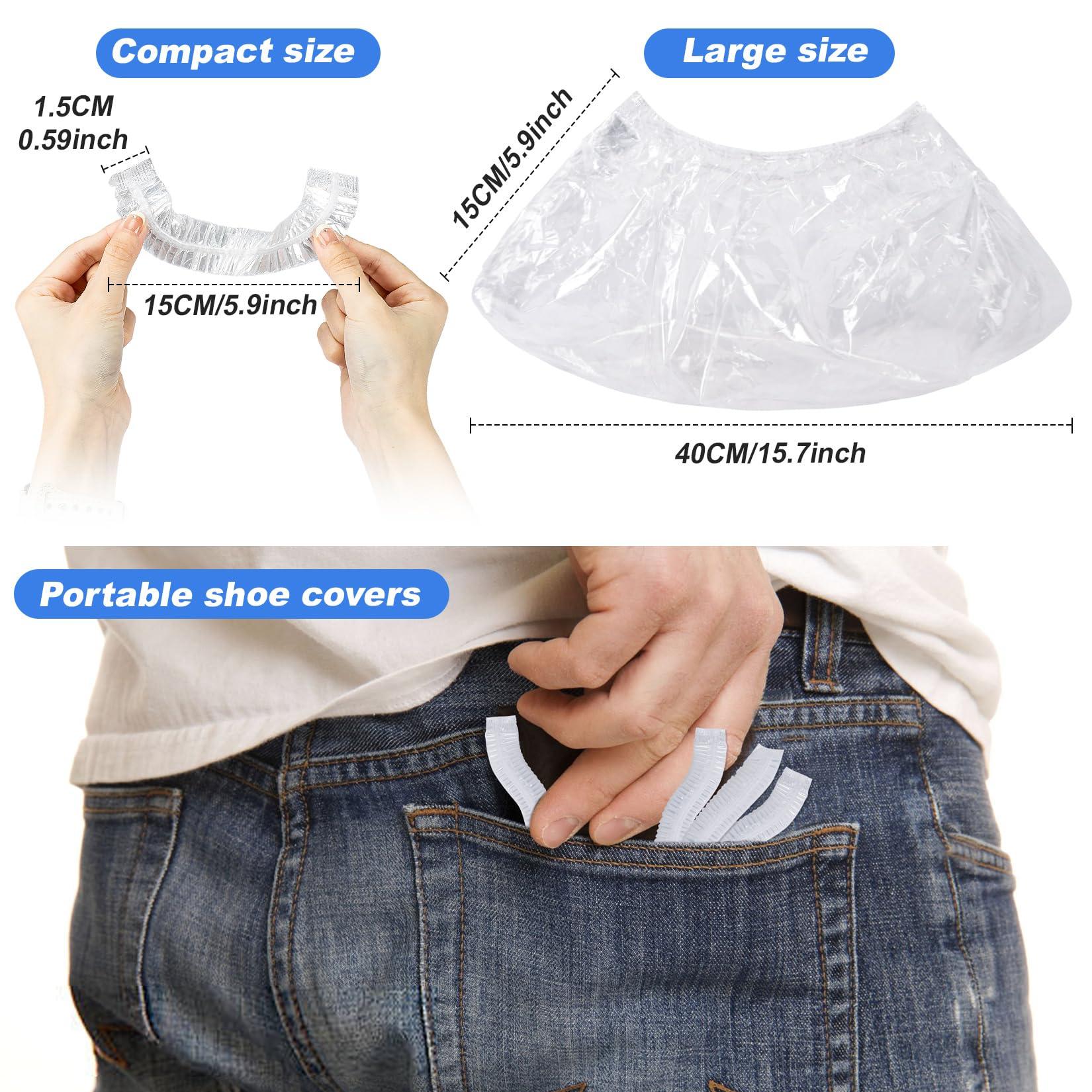 MAQIHAN 100pcs(50PRS) Shoe Covers Disposable - Portable Size Save Space for Rainy Days Waterproof Booties Covers Plastic Rain Shoe Protector Foot Covers Indoors Reusable Women Men Shoe Bags for Travel - Image 2