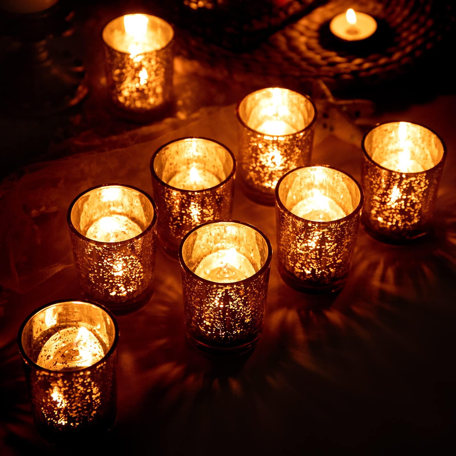 FREDOM Gold Tealight Candle Holder Set of 36 Mercury Glass Votive Candle Holders for Wedding Table Centerpiece Thanksgiving Christmas Party Decoration Home Decor - Image 2