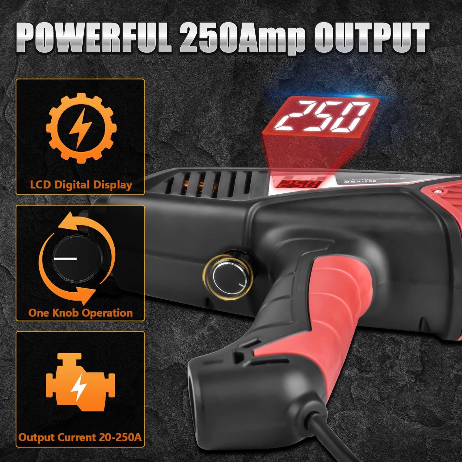 GNI Welding Machine Handheld, Portable Welder Machine 110V 250A with Toolbox, 10PCS Rods Stick Welder for 1/16"-1/8" Rod, IGBT Inverter LCD Digital Display Hand Held Welder with Arc Force Anti-stick - Image 2