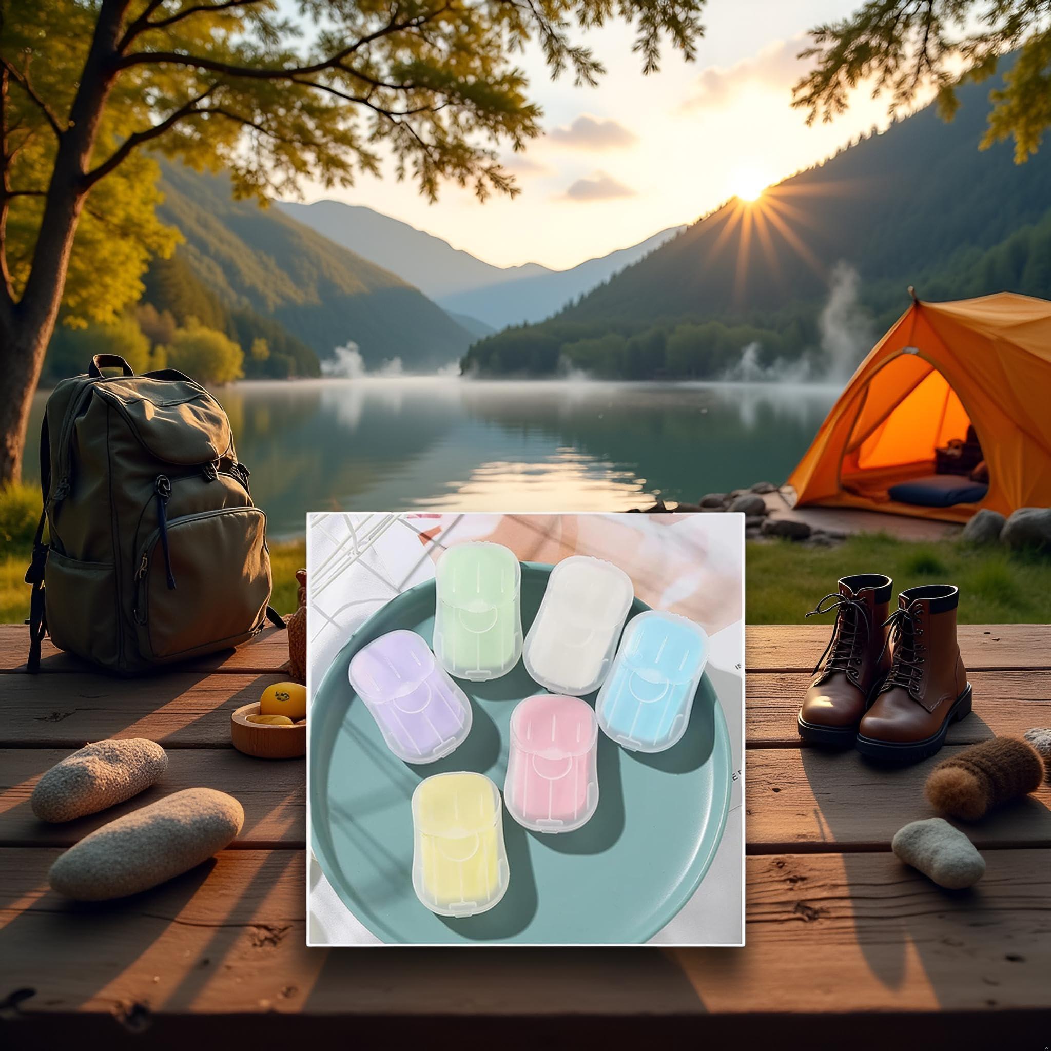 Sluswallow 50Pcs Blue Portable Soap Sheets,Water Soluble Hand Washing Bath Scented Paper Camping Soap and Shampoo for Outdoor,Camping Hiking Mini Portable Travel Paper Sheets Disposable Personal Care - Image 3