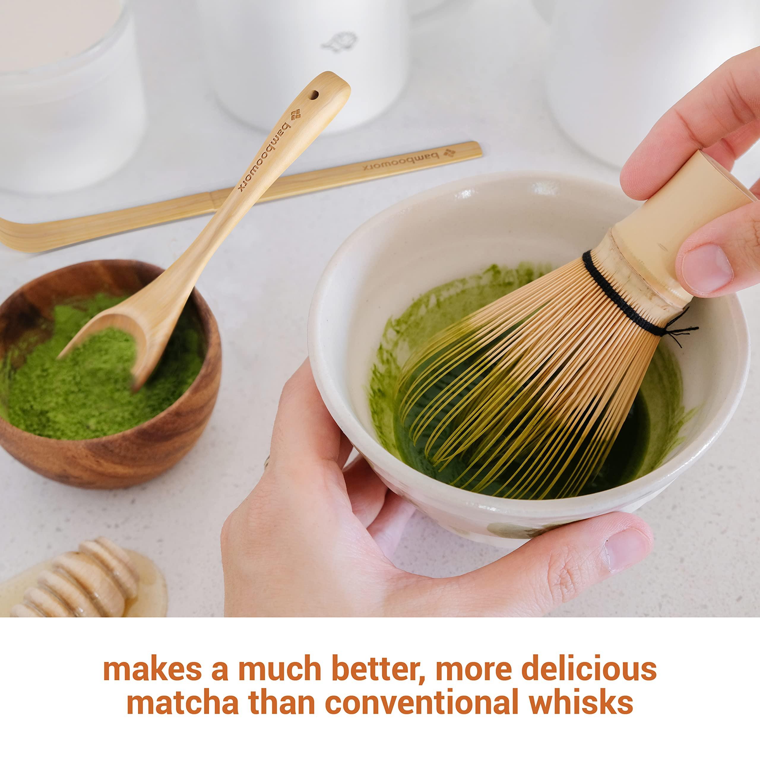 BambooWorx Matcha Whisk Set - (Chasen), Traditional Scoop (Chashaku), Tea Spoon. The Perfect Sets to Prepare a Traditional Cup of Japanese Tea, Handmade from 100% Natural Bamboo - Image 2