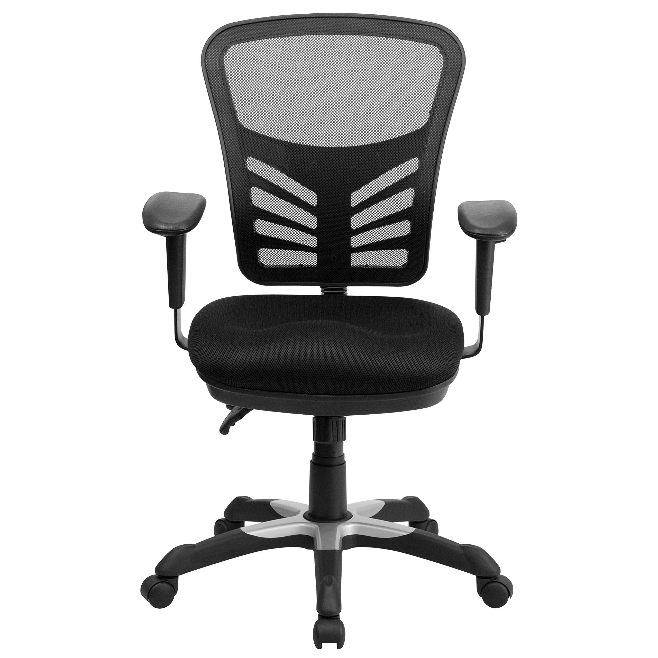 Flash Furniture Nicholas Mid-Back Swivel Desk Chair with Wheels, Mesh Back, Padded Seat, and Armrests, Adjustable Height Mesh Ergonomic Office Chair, Black - Image 16