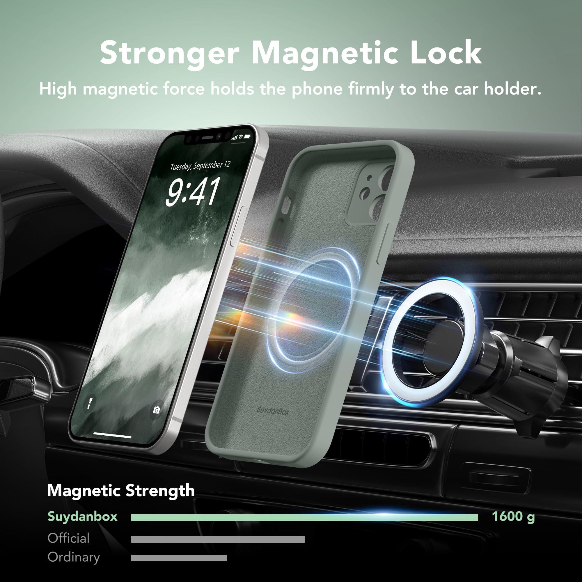 SuydanBox Magnetic for iPhone 12 Case, Compatible with MagSafe, [Full Camera Protection][Screen Protectors] Silicone Shockproof Protective Phone Case for iPhone 12 6.1", CalkeGreen - Image 3