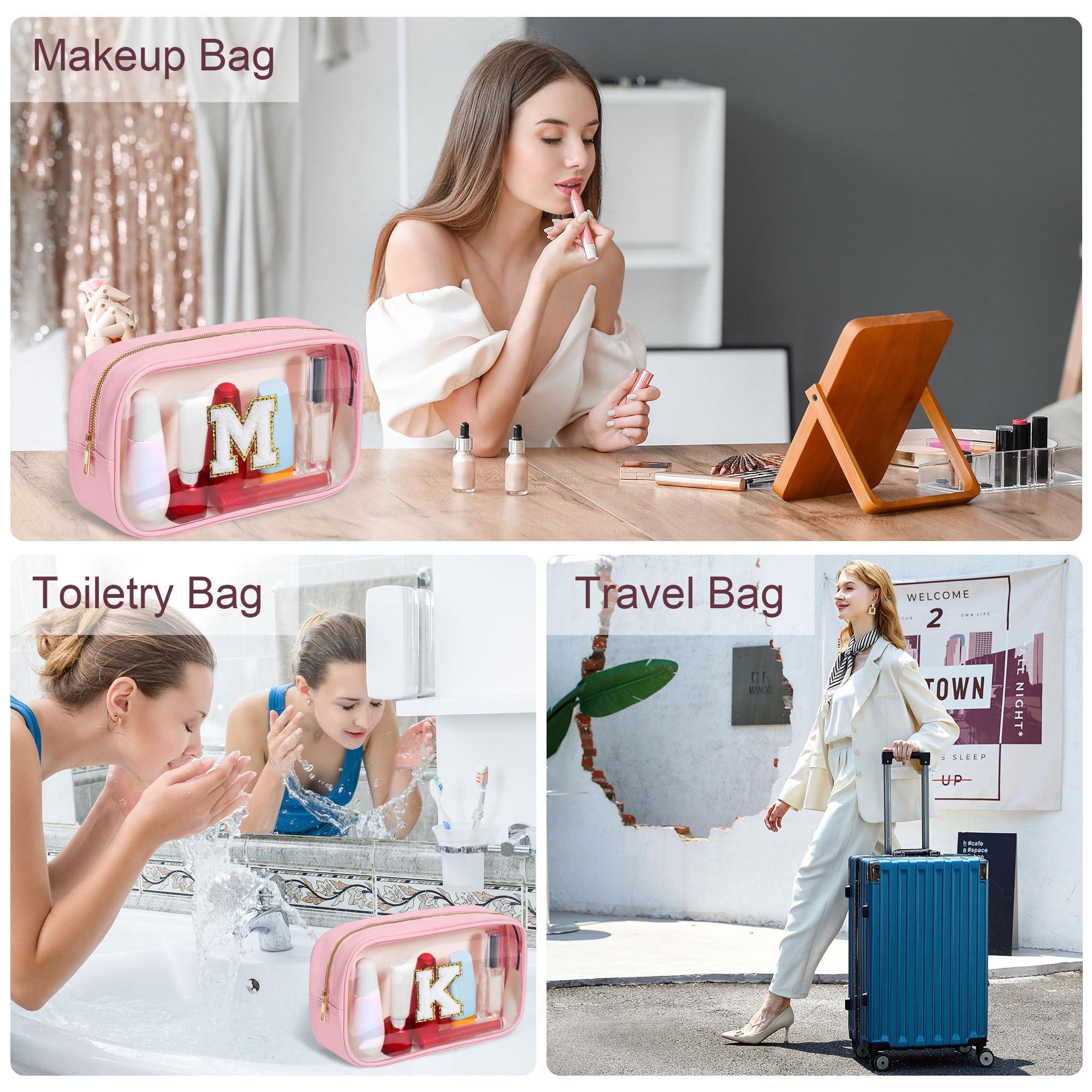 YOOLIFE Birthday Gifts Clear Makeup Bag Cosmetic Bag Pink Preppy Stuff Travel Accessories Makeup Pouch Birthday Gift for 4 5 6 7 8 9 10 11 12 Year Old Girls Graduation Teacher Gift K - Image 5