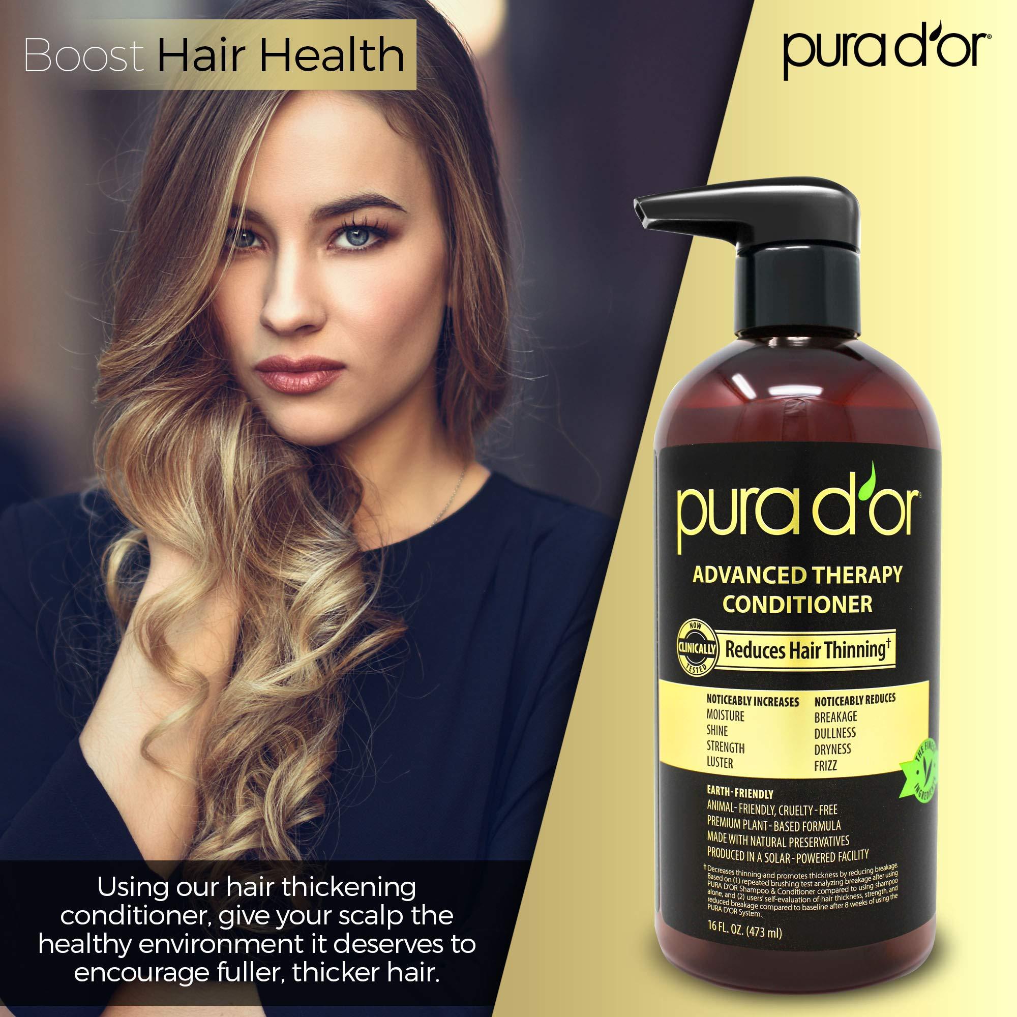 PURA D'OR Advanced Therapy Conditioner (16oz) For Increased Moisture, Strength, Volume & Texture, No Sulfates, Contains Argan Oil & Biotin, All Hair Types, Men & Women (Packaging May Vary) - Image 2
