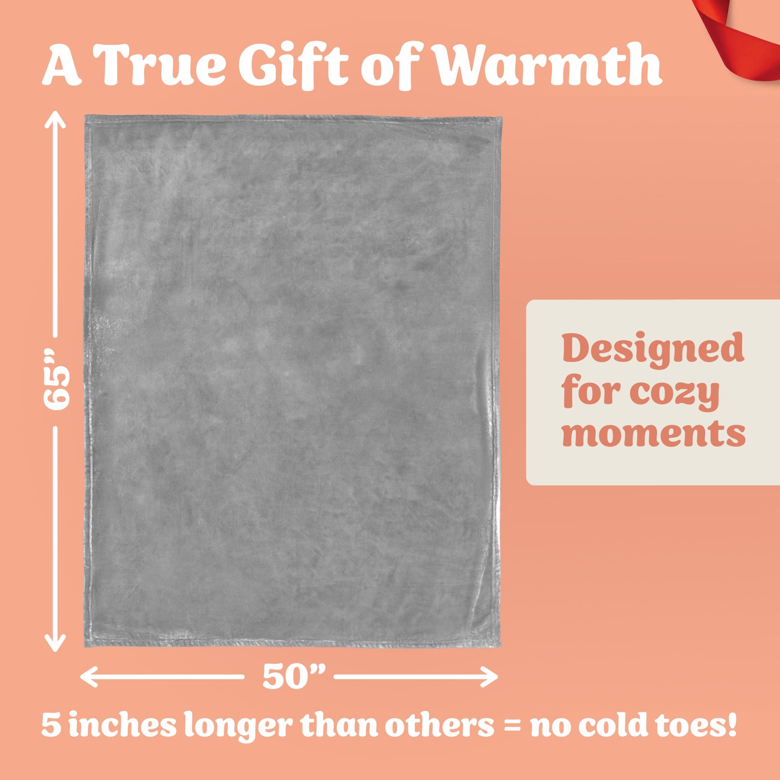 65" 50" Gray Throw Blanket for Mom - Christmas or Birthday Gift from Daughter or Son - Image 3