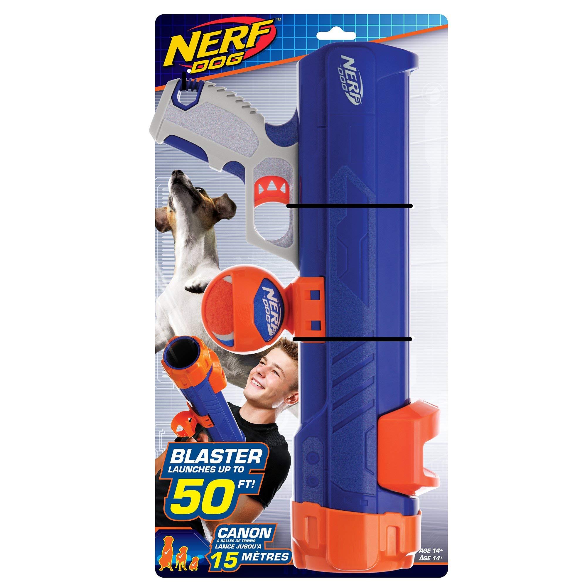 Nerf Dog Tennis Ball Blaster Dog Toy Blue/Orange, 16 Inch Compact Blaster with 1 Ball - Image 4