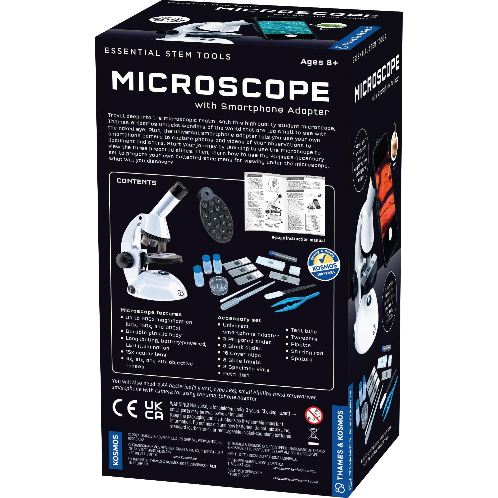The Thames & Kosmos Microscope Essential STEM Tool with Smartphone Adapter to Capture & View Microscopic Images, Entry-Level Student Science Device, 60x to 600x Magnification & 45 Accessories - Image 2