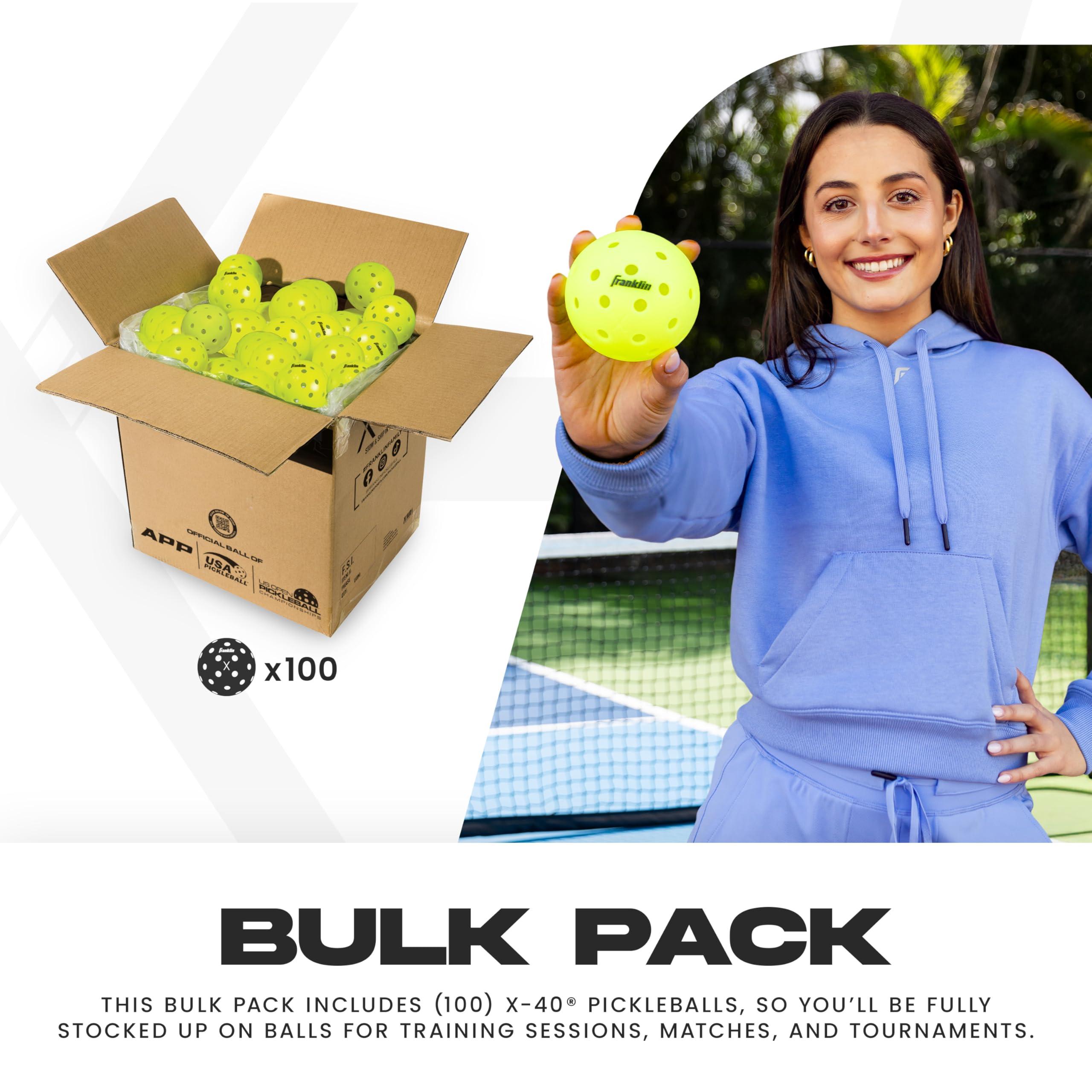 Franklin Sports X-40 Outdoor Pickleballs - Official Ball of USA Pickleball, APP Tour + Pickleball US Open - 3 Packs, 12 Packs, 36 Pickleball Buckets, 50, 100 + 400 Bulk Packs of Regulation Pickleballs - Image 2