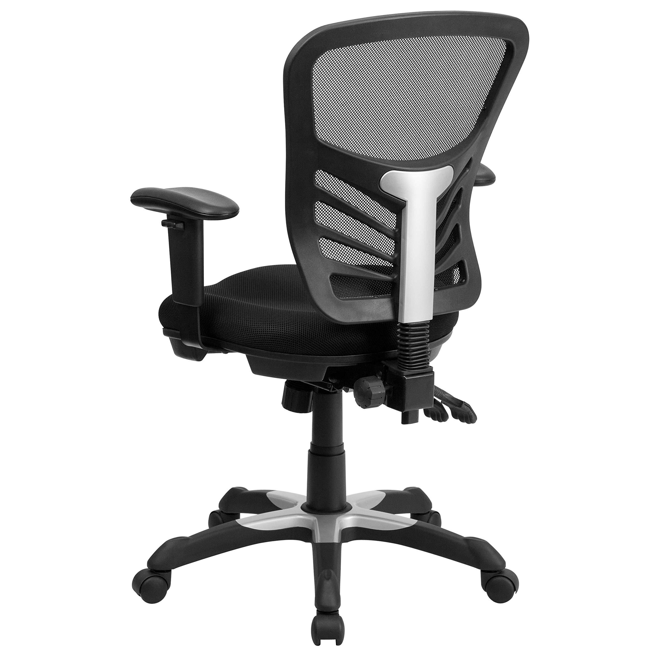 Flash Furniture Nicholas Mid-Back Swivel Desk Chair with Wheels, Mesh Back, Padded Seat, and Armrests, Adjustable Height Mesh Ergonomic Office Chair, Black - Image 14