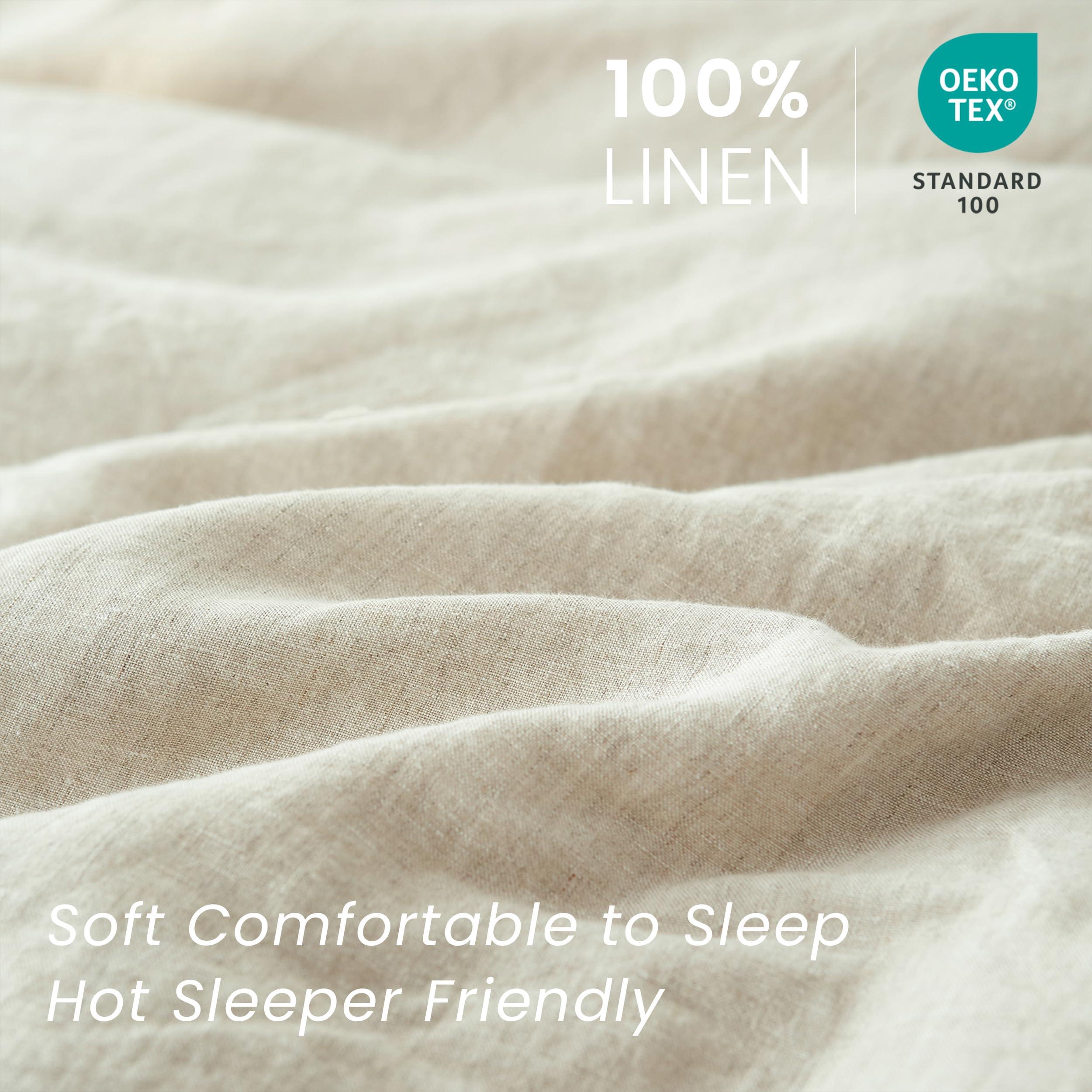 King Linens 100% French Linen Pillow Shams Basic Style - Pack of 2 - Washed Solid Color Natural Flax Soft Breathable - Linen, 20'' x 26'' - Image 2