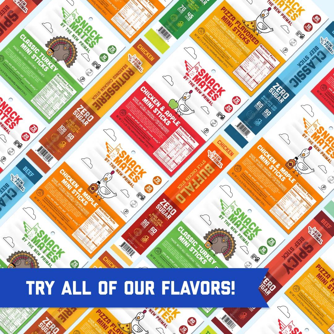 The New Primal Snack Mates Chicken & Maple Sticks, Gluten Free Healthy Snacks for Kids, Low Sugar High Protein Back to School Snacks, Mini Paleo Jerky Meat Stick, 7g Protein, 50 Calories, 40 Pack - Image 9
