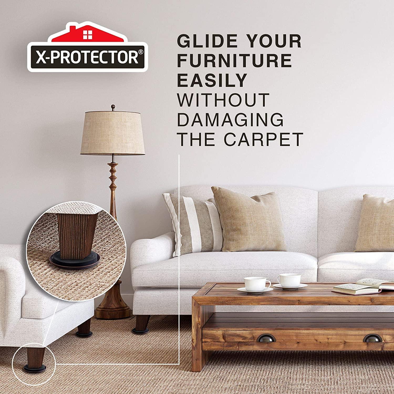 Furniture Sliders for Carpet X-PROTECTOR - 8 PCS Best Heavy Moving Pads 4 3/4" - Sliders for Furniture. Move Your Furniture Easy with Reusable Furniture Movers Sliders for Carpets! - Image 6