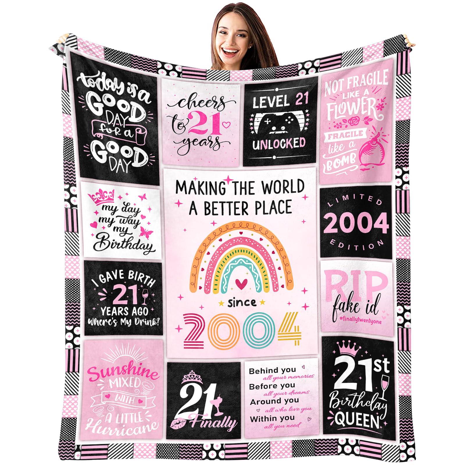 Fluxflix 21st Birthday Gifts for Her, 21st Birthday Gifts for Women/Daughter, 21 Year Old Birthday Gifts for her, Gifts for 21st Birthday Female, 21st Birthday Gift Ideas Blanket 60"X50"