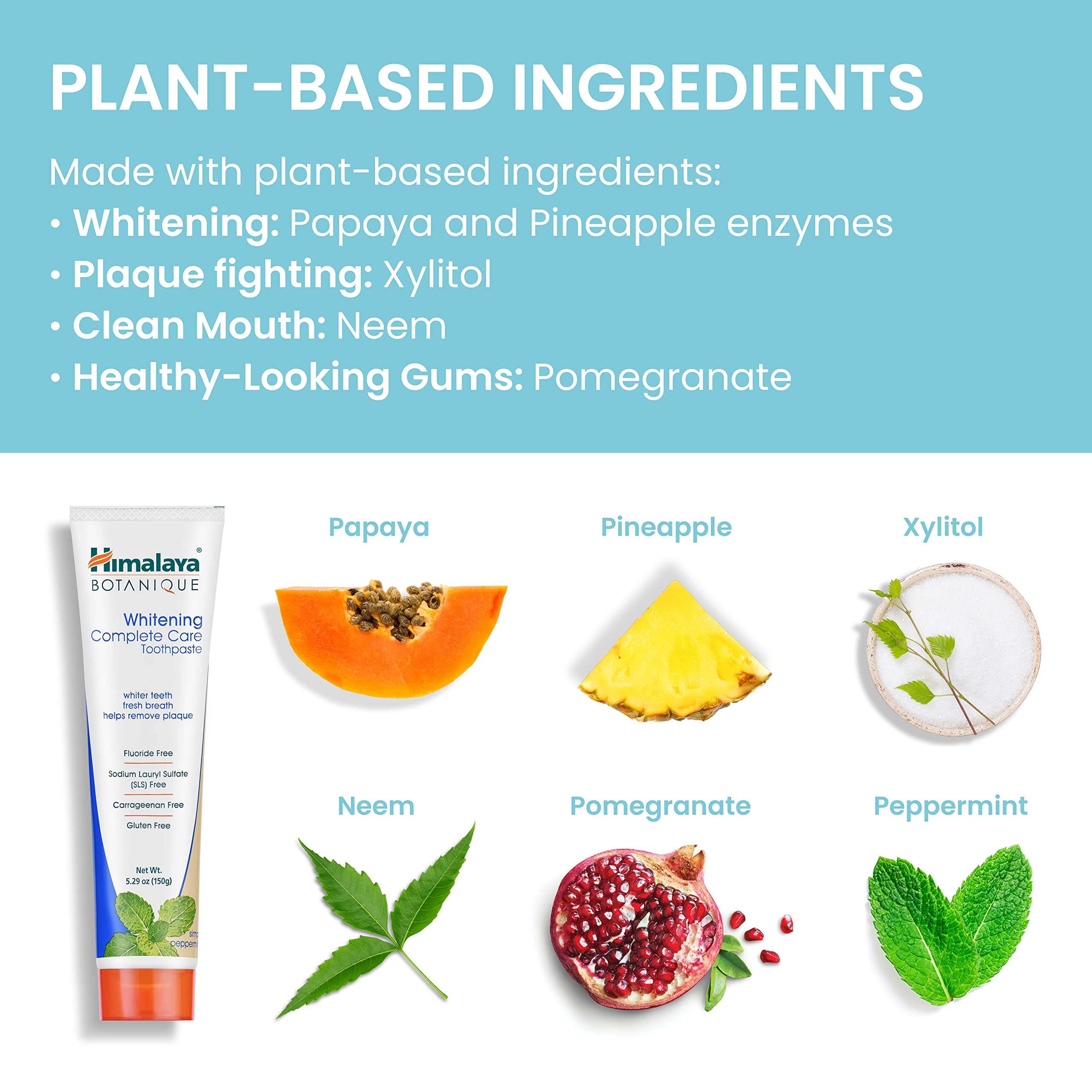 Himalaya Botanique Complete Care Whitening Toothpaste, Simply Peppermint, for a Clean Mouth, Whiter Teeth and Fresh Breath, 5.29 oz - Image 4