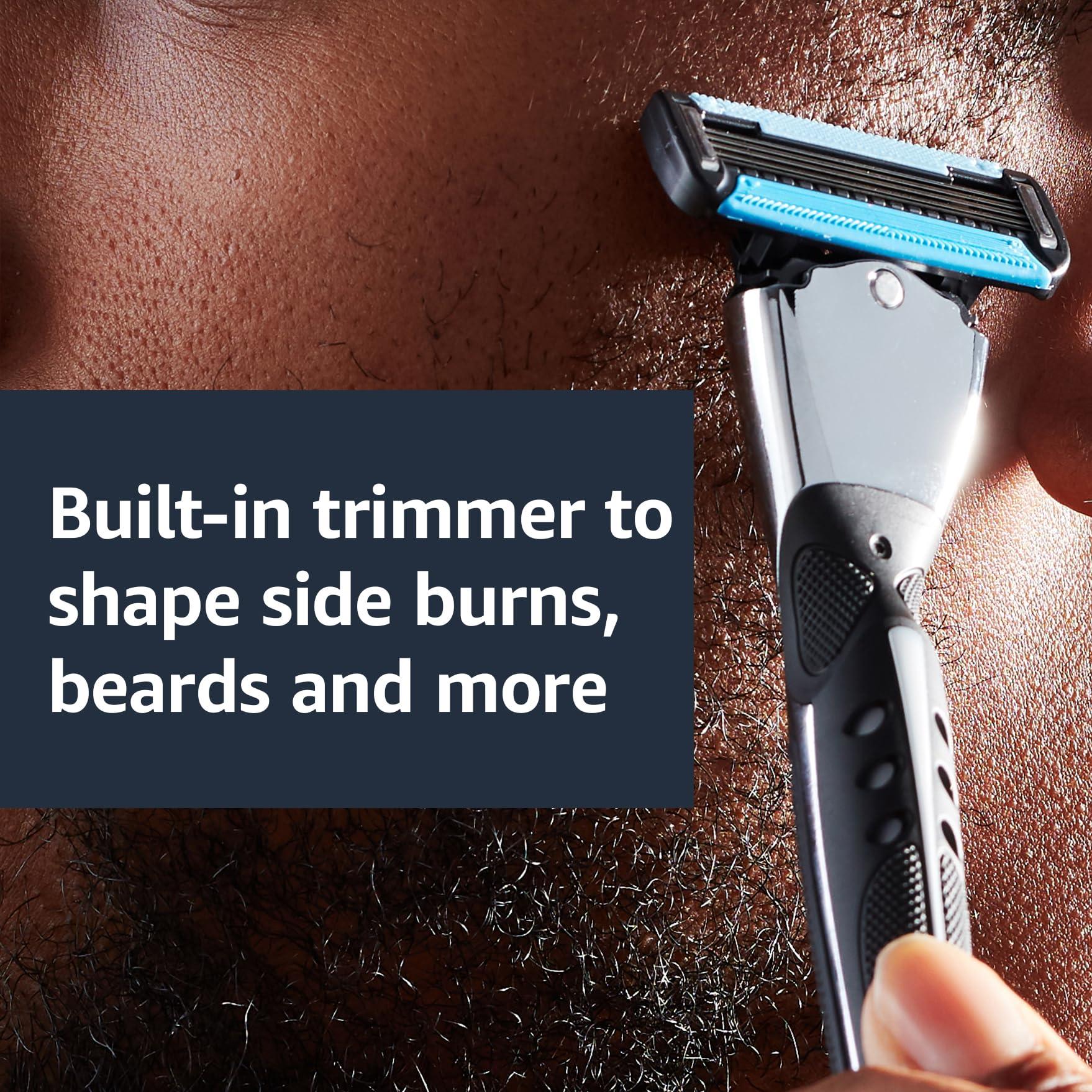 Amazon Basics 5-Blade MotionSphere Men's Razor with Dual Lubrication and Precision Trimmer, 17 Piece Set, 1 Handle & 16 Cartridges, Black - Image 6
