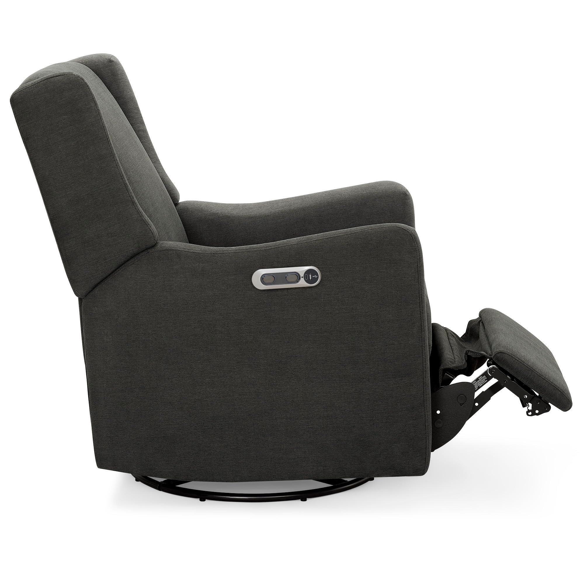 Delta Children Mercer Electronic Power Recliner and Swivel Glider with USB Port in LiveSmart Performance Fabric - Water Repellent & Stain Resistant, Dark Grey - Image 15