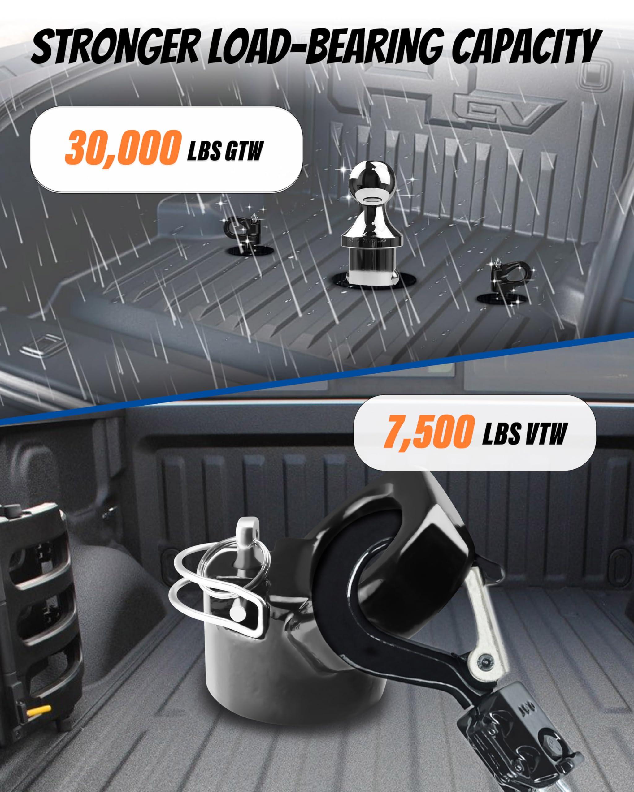Jyoelron 60618 Puck System Gooseneck Ball Hitch Kit with Box, Fit for 2013-2025 RAM 2500 3500, 2-5/16“ Gooseneck Ball for Truck Bed with 2 Safety Chain Anchors, 30000 lbs GTW/7500 lbs VTW - Image 5