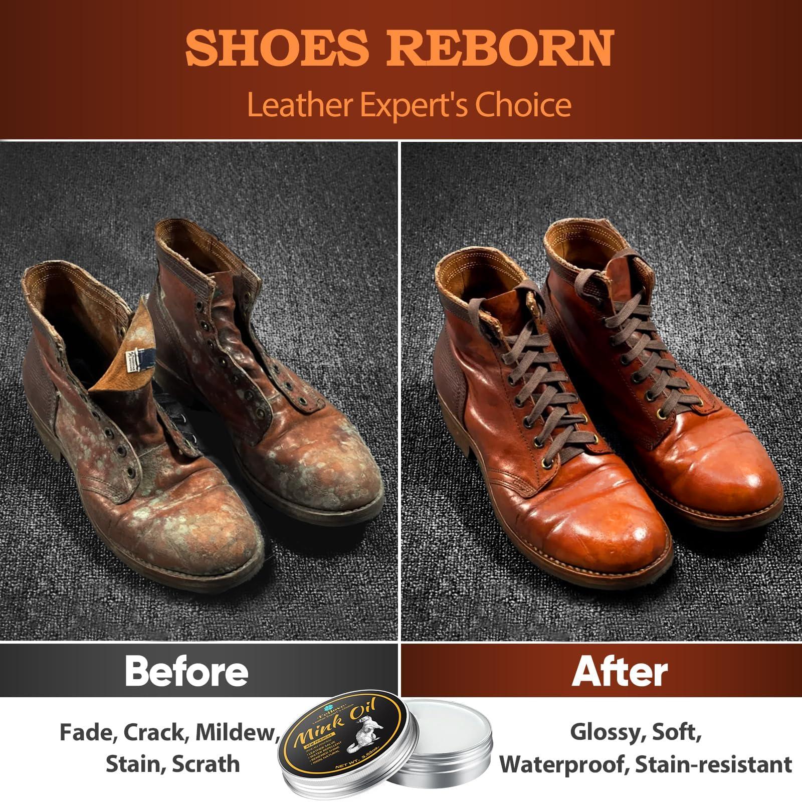 Feilove Mink Oil for Leather Boots, Leather Conditioner and Cleaner 3.52oz - Premium Waterproof Formula to Soften and Restore Sofa, Furniture, Car Interiors, Shoes - Safe for Any Color - Image 2