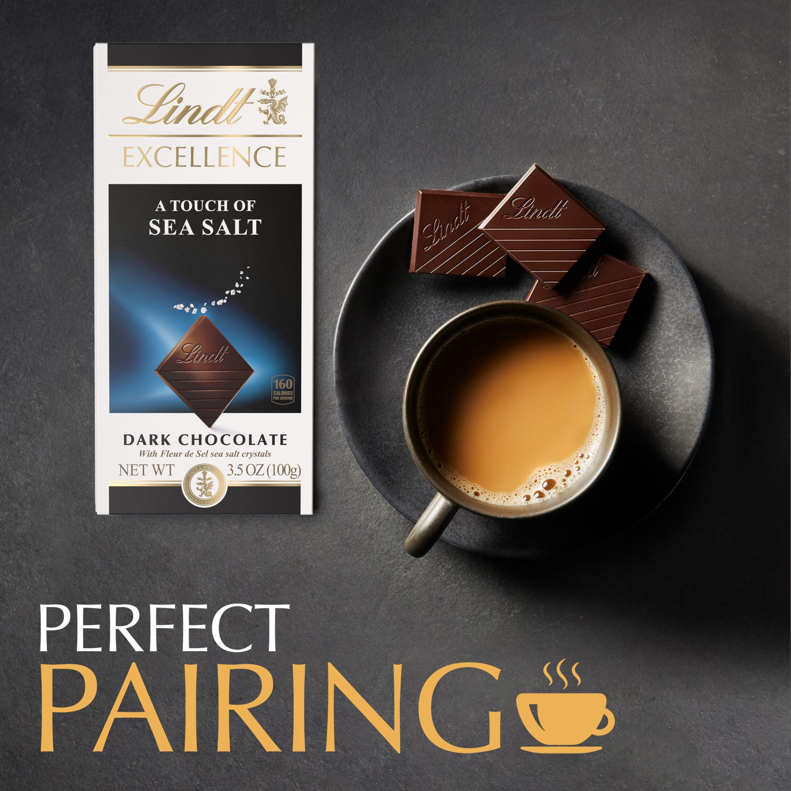 Lindt EXCELLENCE Sea Salt Dark Chocolate Bar, Dark Chocolate Candy with a Touch of Sea Salt, 3.5 oz. Bar (12 Pack) - Image 4
