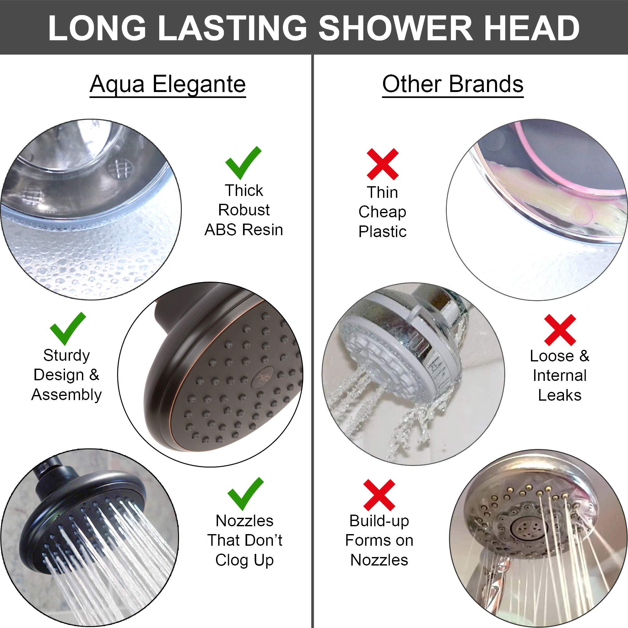 Shower Head Water Saver Black - The 4 Inch High Flow Wall Mount Bathroom Showerhead Nozzle For Low Water Pressure Showers, 2.5 GPM - Oil-Rubbed Bronze - Image 3
