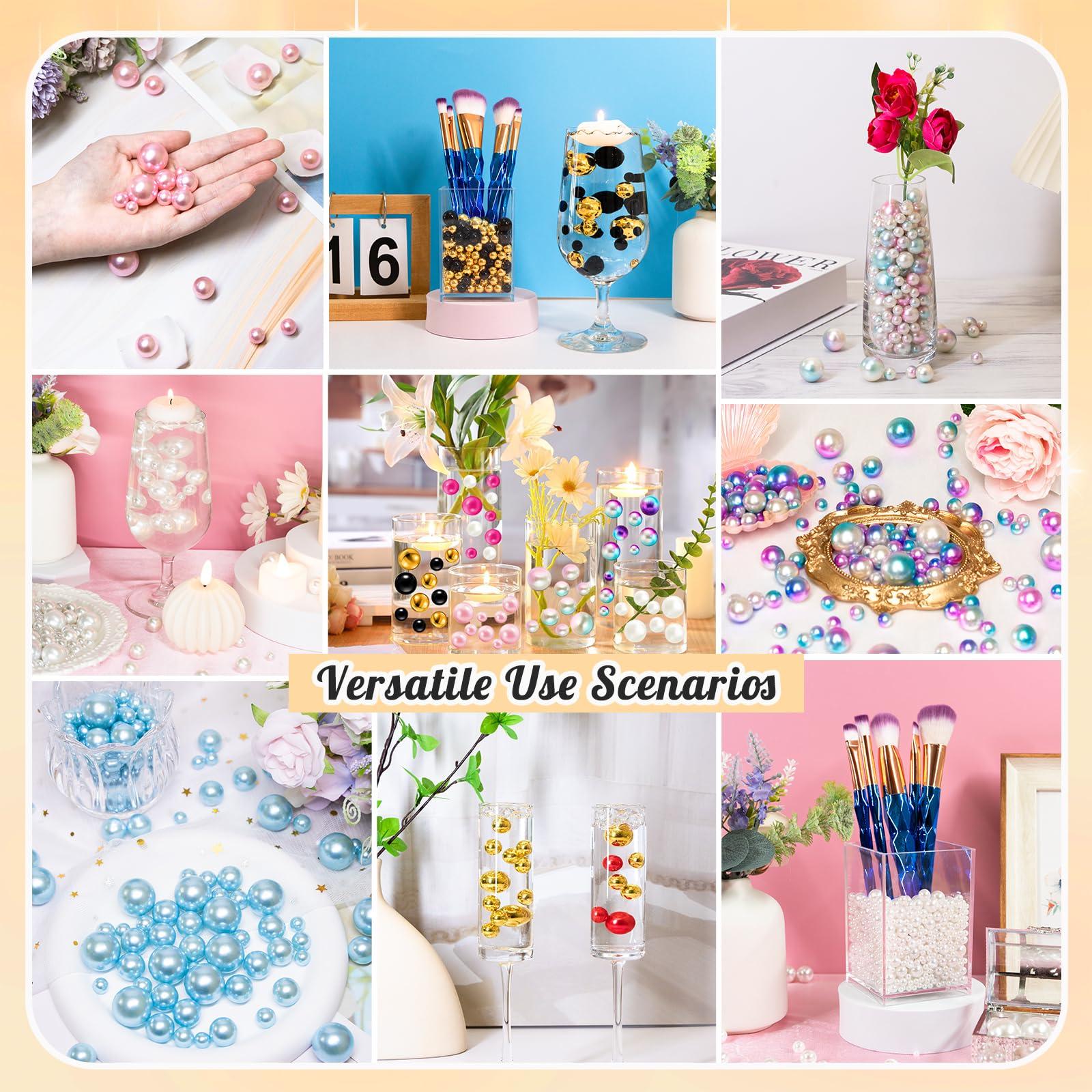 MACIOZE 300Pcs Pearl Vase Filler, BrightGold No Hole Faux Pearl Beads for Centerpieces Vases, Candle Centerpieces, Wedding Birthday Party Home Decor 8/10/14/20mm - Image 5