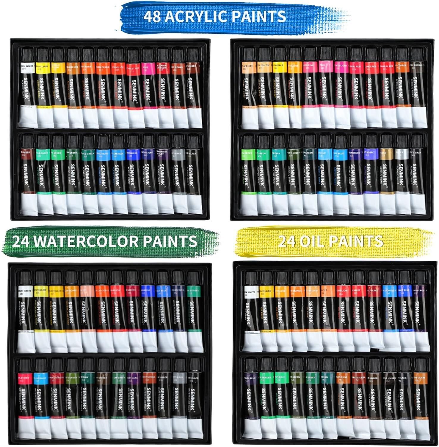 149Pcs Deluxe Artist Painting Set with Aluminum and Beech Wood Easel, 48 Colors Acrylic & Oil Paints, 24 Colors Watercolor Paints, Art Paint Supplies for Artists, Beginner & Adults - Image 3
