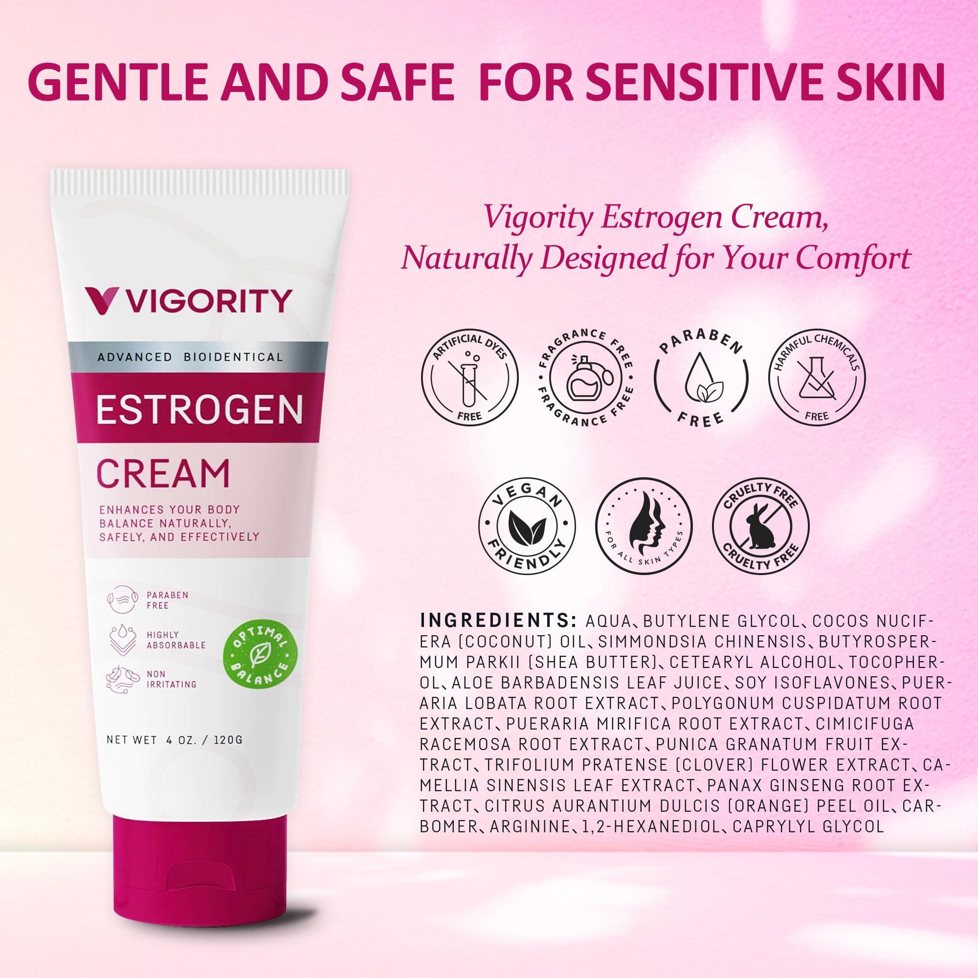 Estrogen Cream For Women, Natural Bioidentical, Hot Flashes Menopause Relief, Estrogen Cream With Wild Yam, Menstrual Cycle & Body Balance Support, Helps Reduce Hot Flashes, Paraben-Free, Vegan, 3-Month Supply(4 Oz) - Image 5